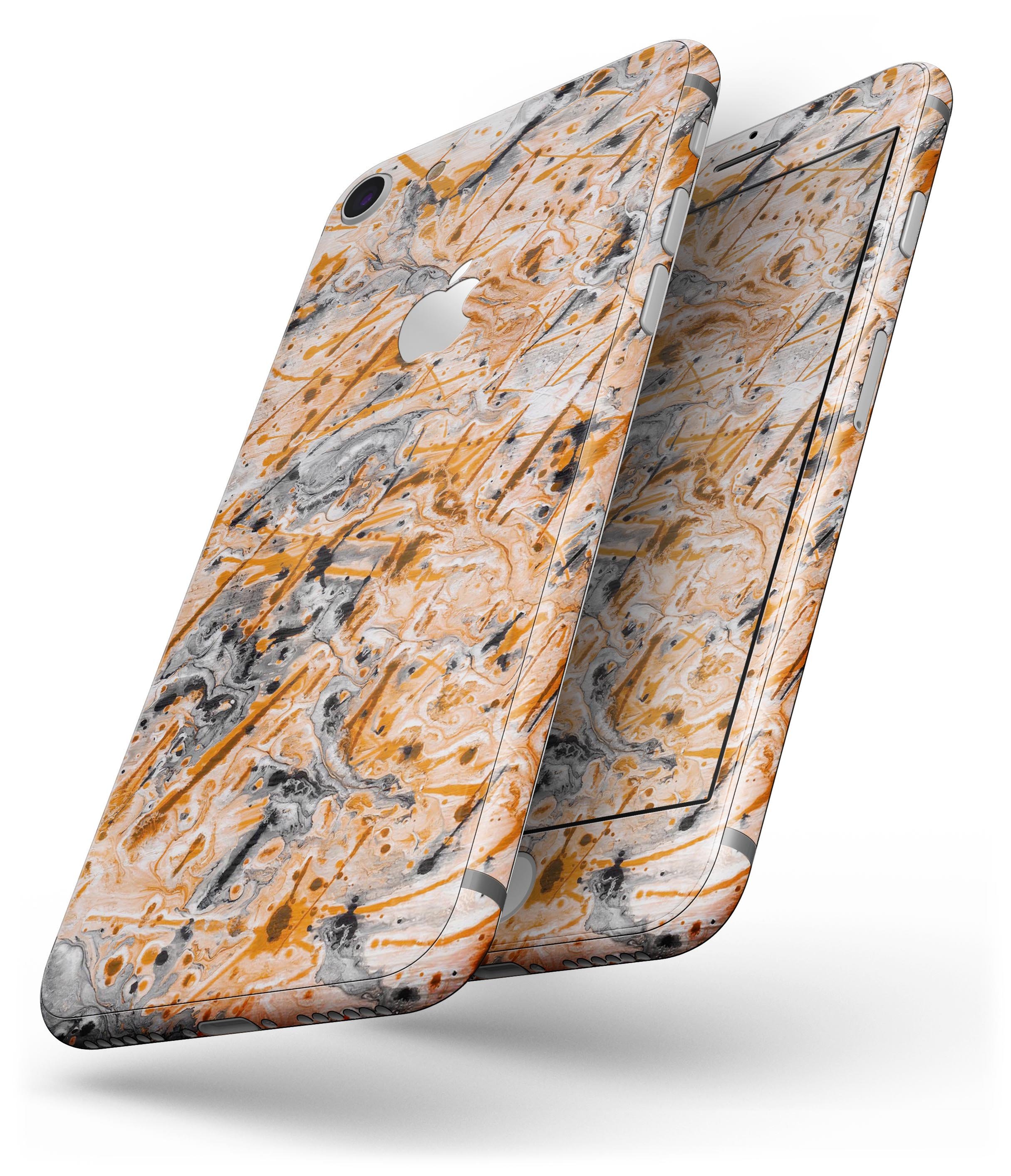 Abstract Wet Paint Orange skin for iPhone 8 and 8 Plus, showcasing vibrant colors and a sleek design.