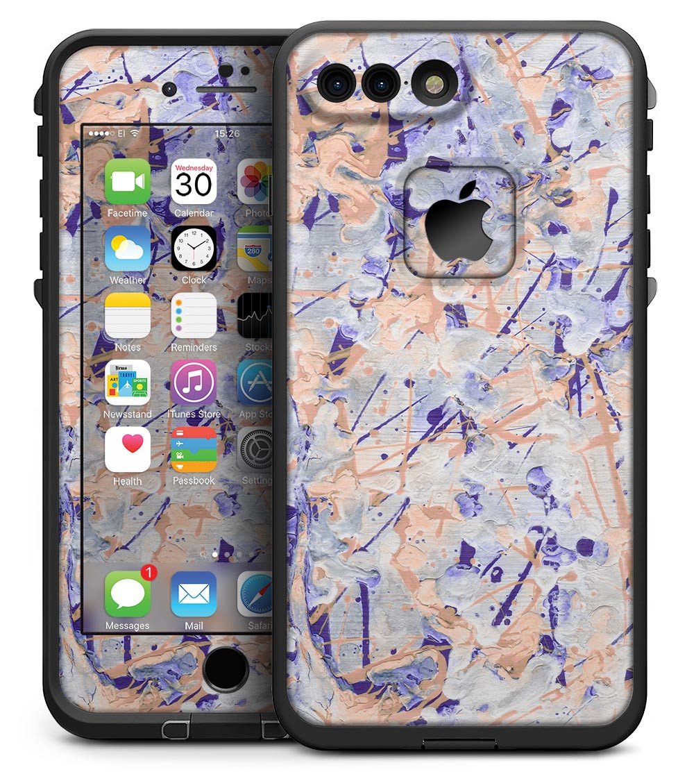 Abstract Wet Paint Pale skin kit for iPhone 7 Plus LifeProof Fre Case, showcasing vibrant colors and unique design.