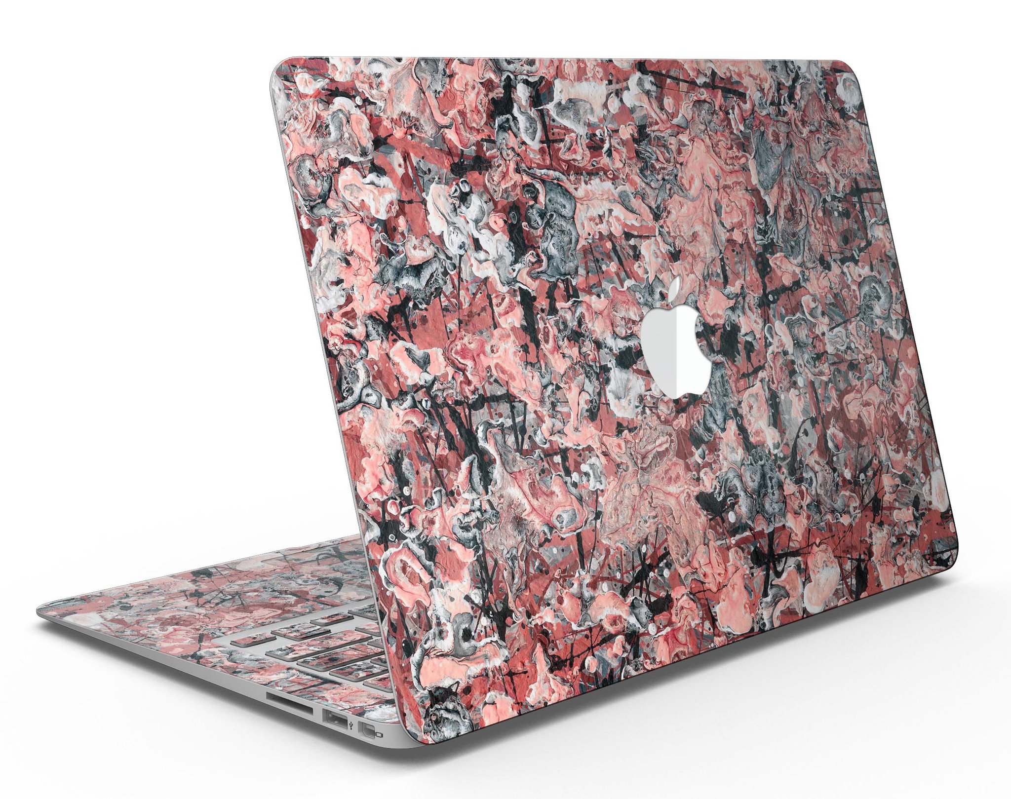 Abstract Wet Paint Pale Pink MacBook Air Skin Kit showcasing a stylish design with premium vinyl material.