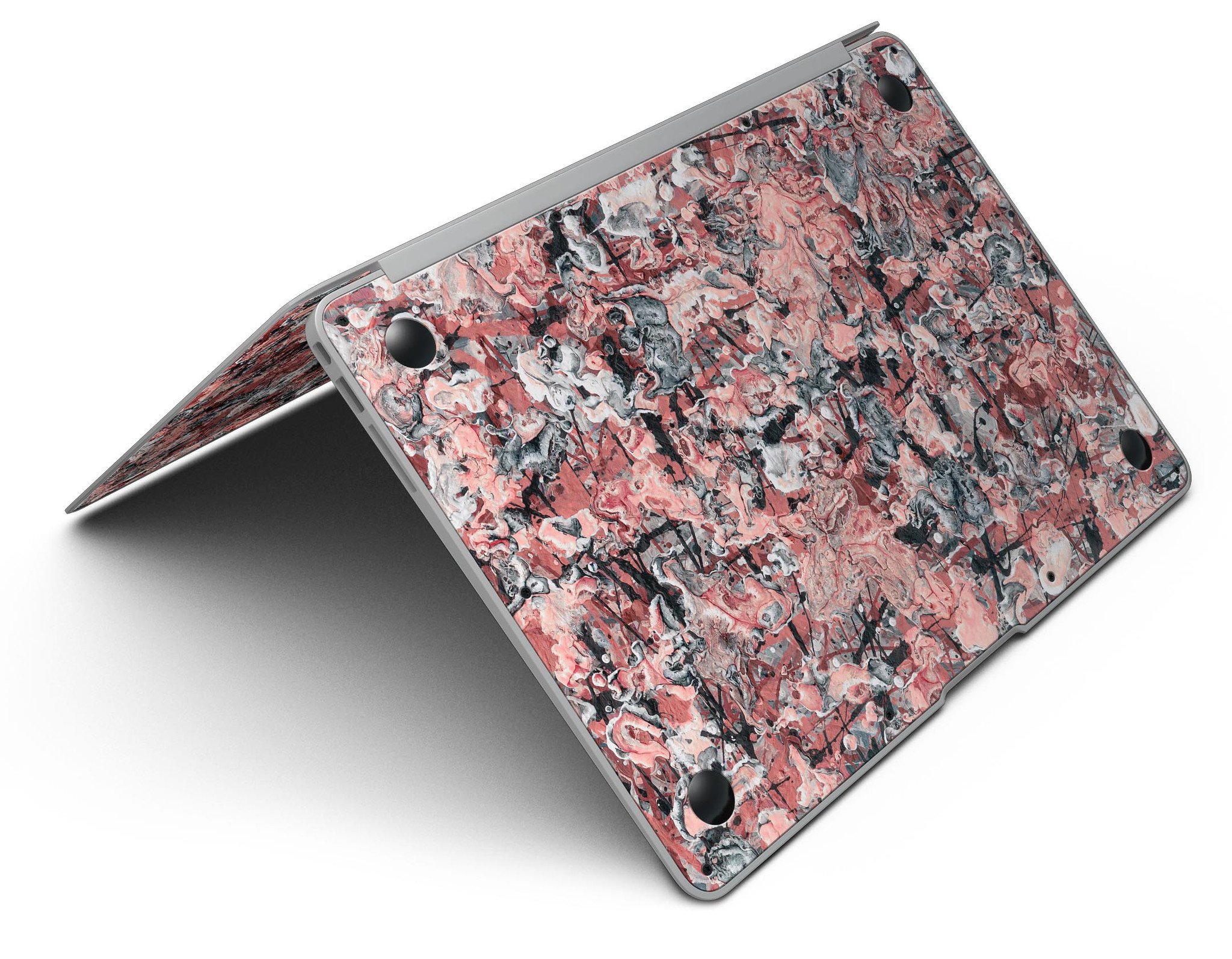 Abstract Wet Paint Pale Pink MacBook Air Skin Kit showcasing a stylish design with premium vinyl material.