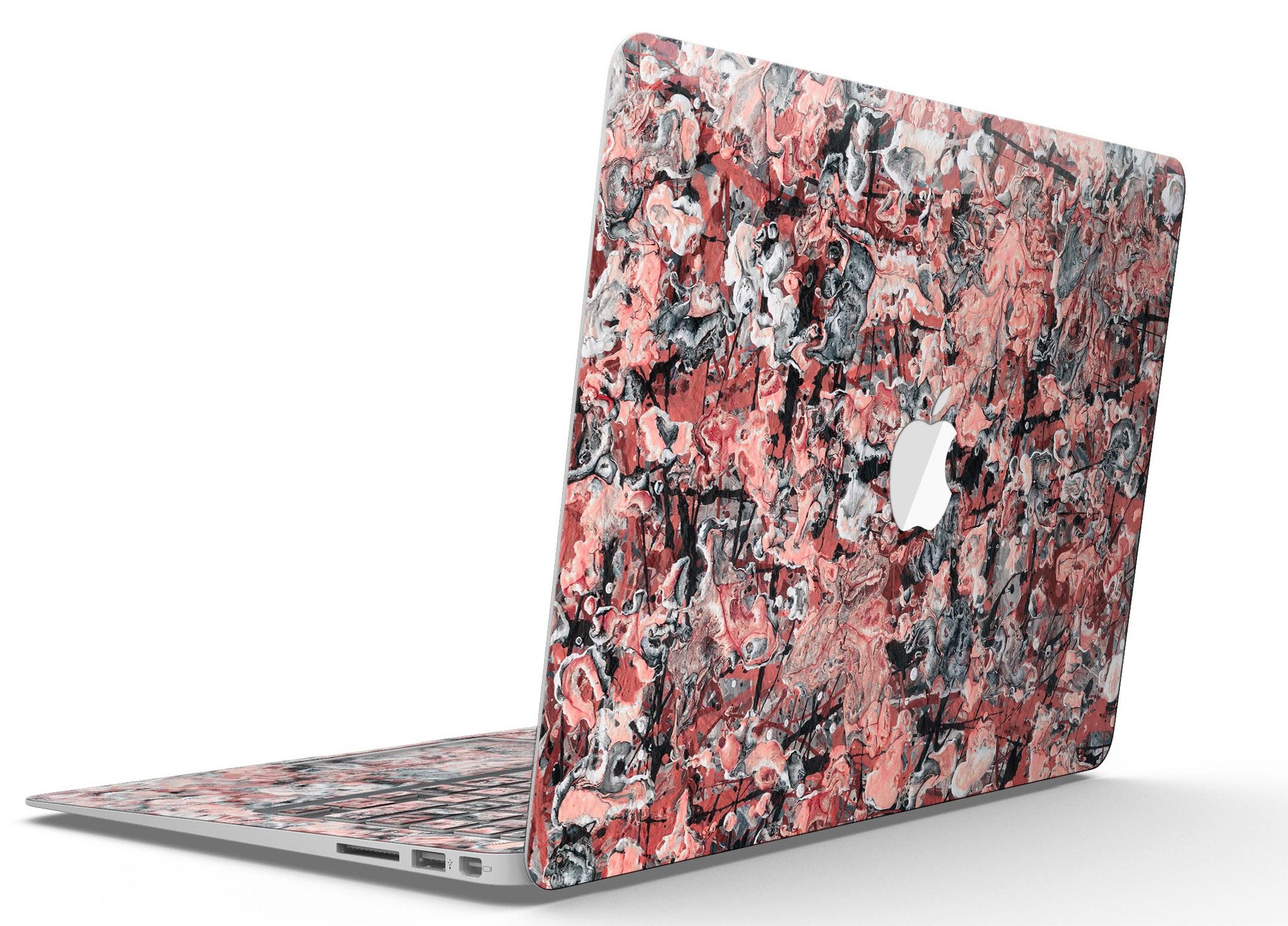 Abstract Wet Paint Pale Pink MacBook Air Skin Kit showcasing a stylish design with premium vinyl material.