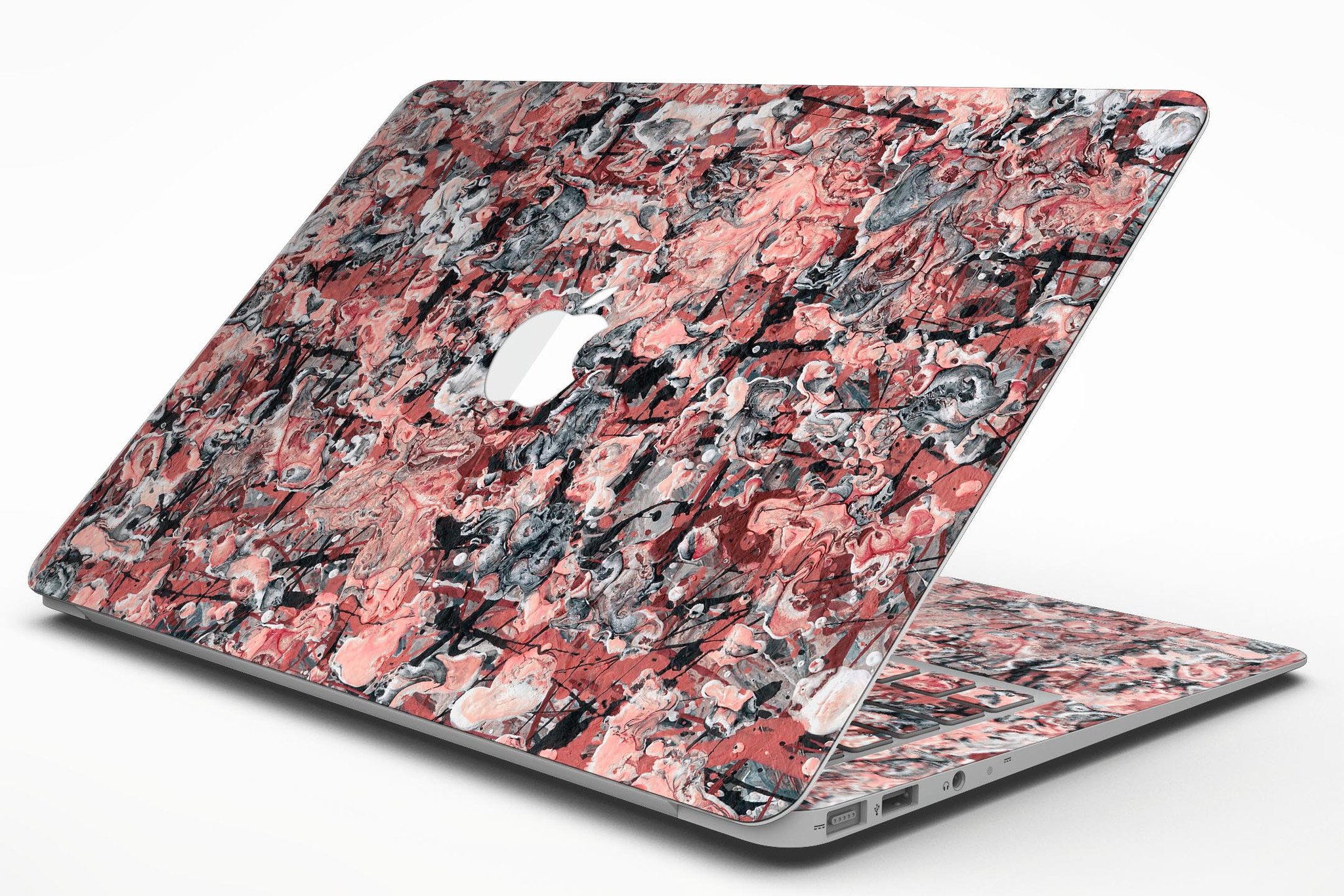 Abstract Wet Paint Pale Pink MacBook Air Skin Kit showcasing a stylish design with premium vinyl material.