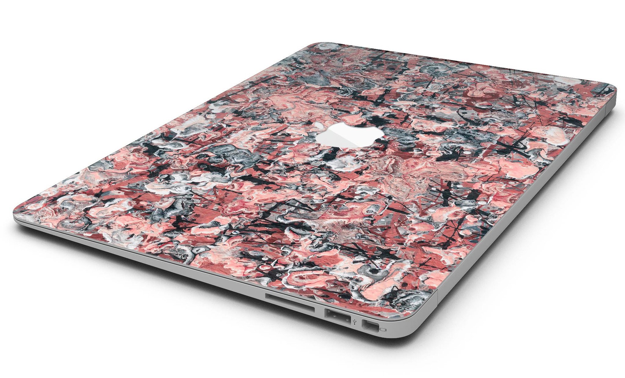 Abstract Wet Paint Pale Pink MacBook Air Skin Kit showcasing a stylish design with premium vinyl material.