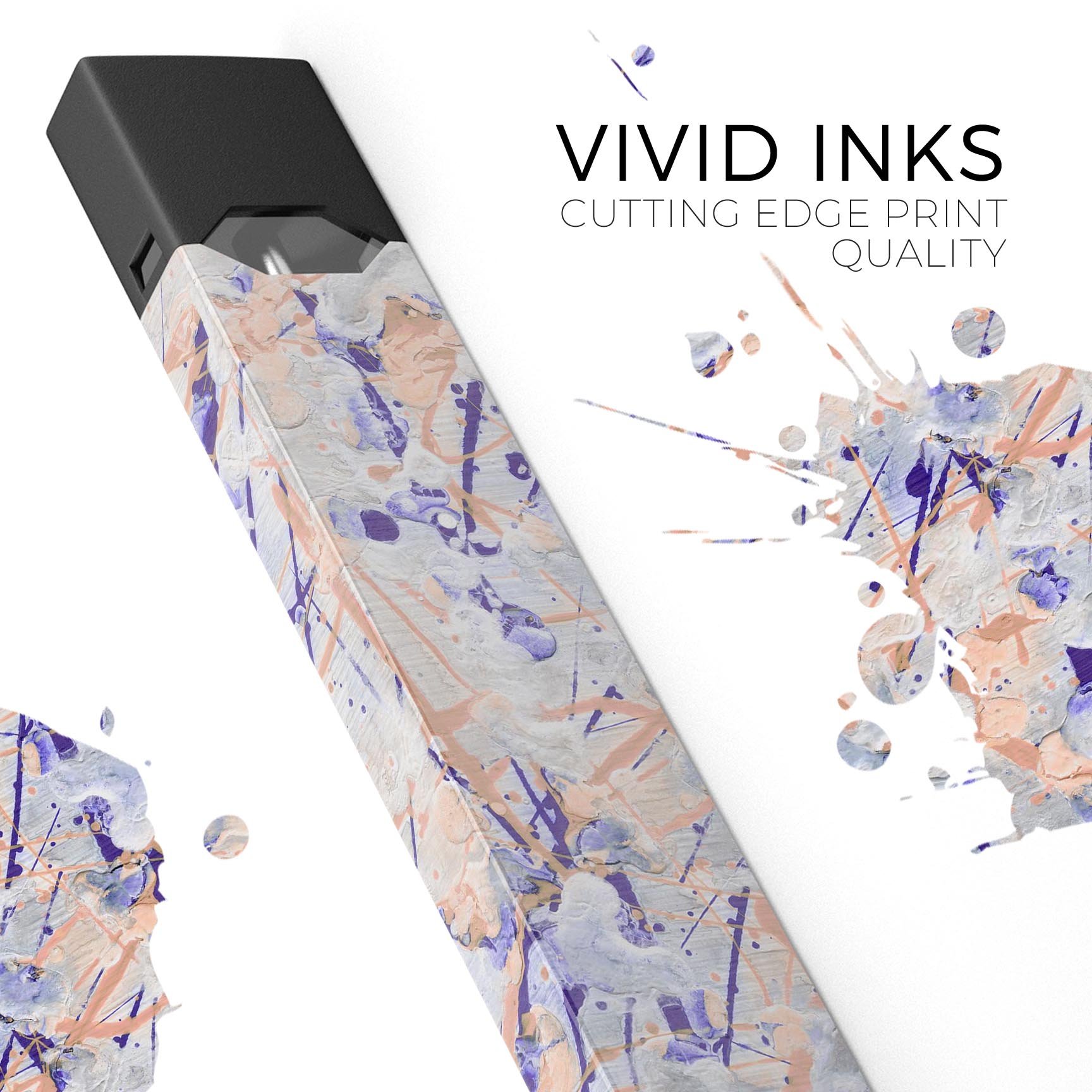 Abstract Wet Paint Pale skin-wrap sticker designed for JUUL vaping device, showcasing vibrant colors and a sleek finish.