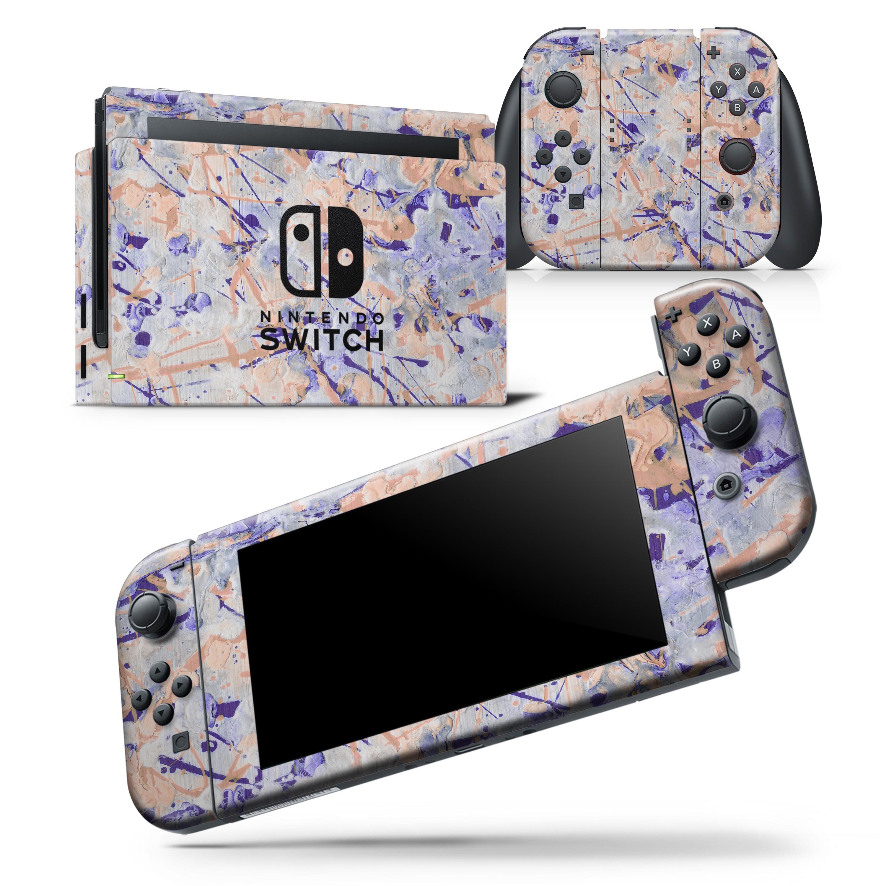 Abstract Wet Paint Pale skin wrap decal for Nintendo Switch Lite, showcasing vibrant colors and unique design.