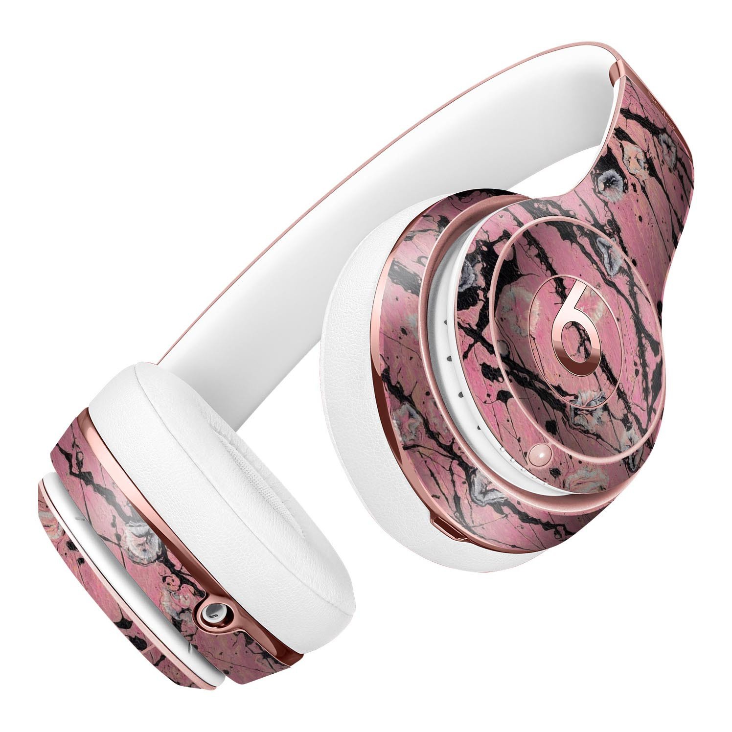 Abstract Wet Paint Pink and Black Full-Body Skin Kit for Beats by Dre Solo 3 Wireless Headphones, showcasing vibrant colors and unique design.