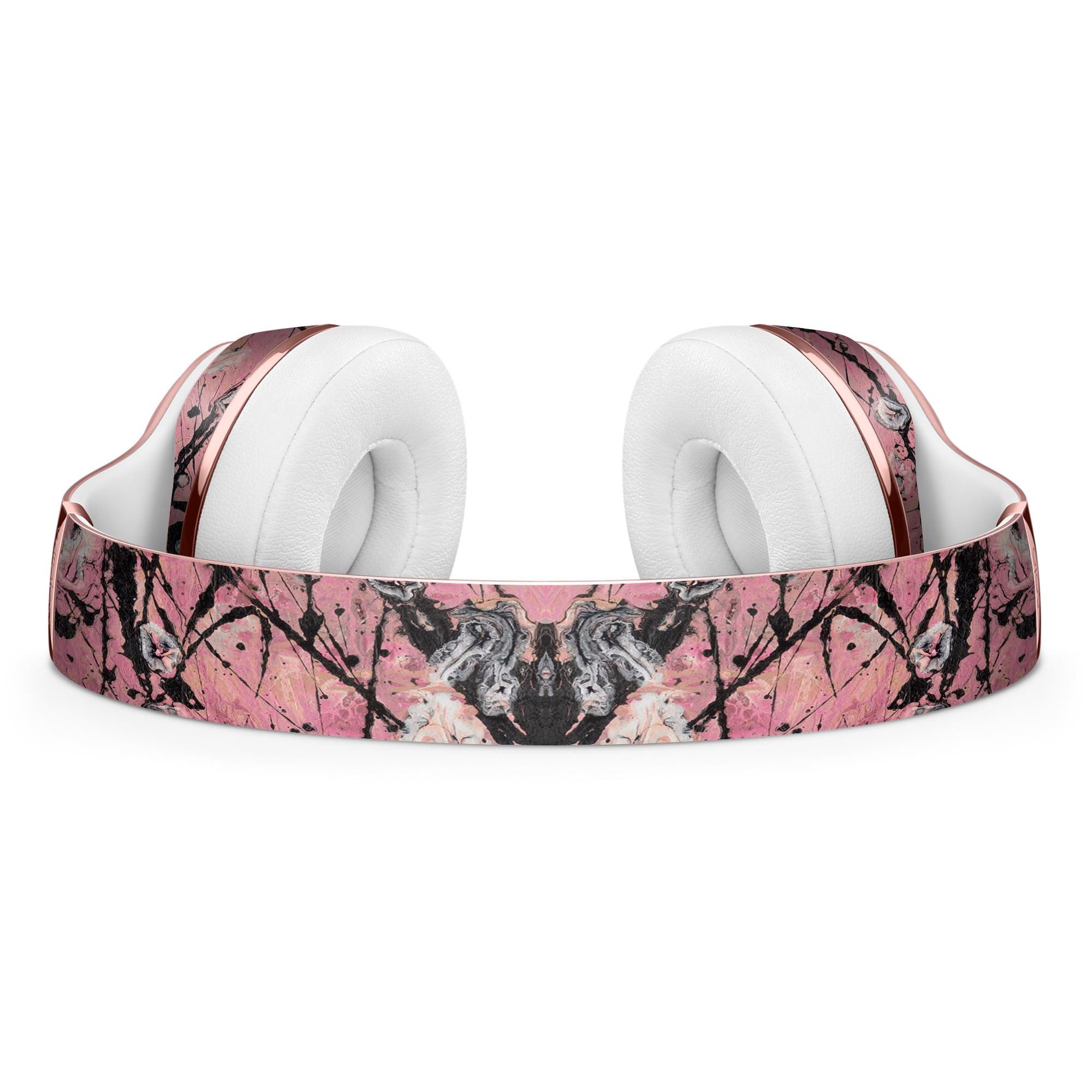 Abstract Wet Paint Pink and Black Full-Body Skin Kit for Beats by Dre Solo 3 Wireless Headphones, showcasing vibrant colors and unique design.