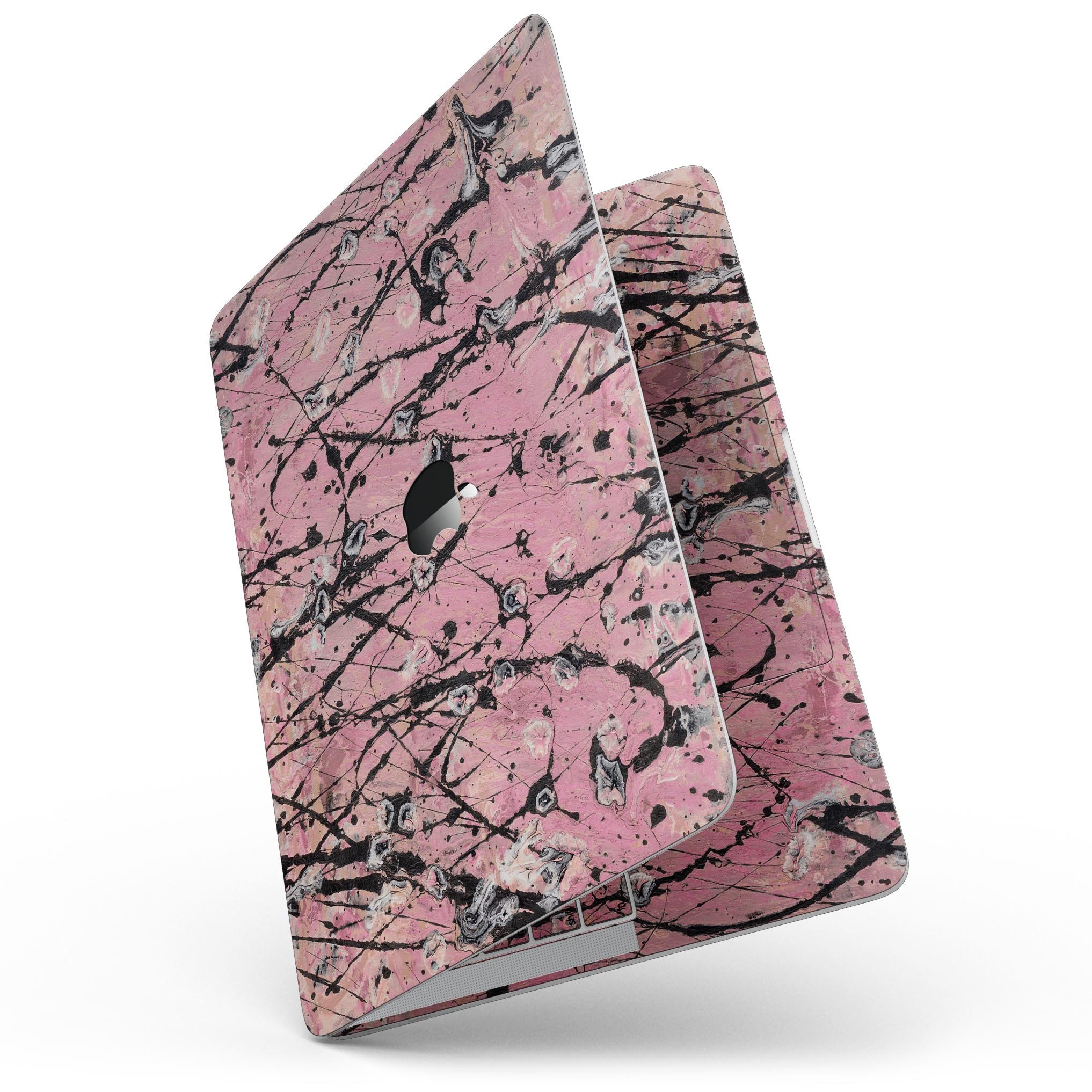 Abstract Wet Paint Pink and Black skin for MacBook Pro with Touch Bar, showcasing vibrant colors and a stylish design.