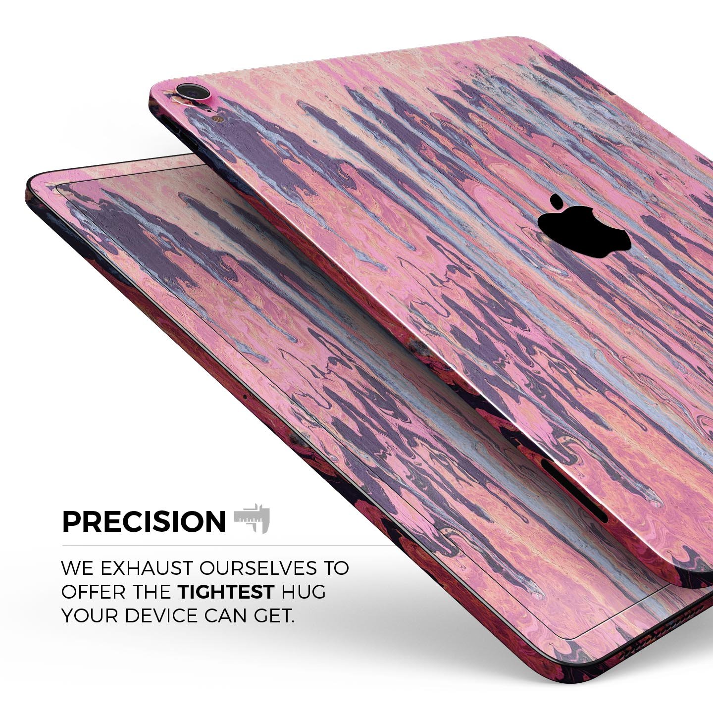 Abstract Wet Paint Pink Sag full body skin decal for Apple iPad, showcasing vibrant colors and artistic design.