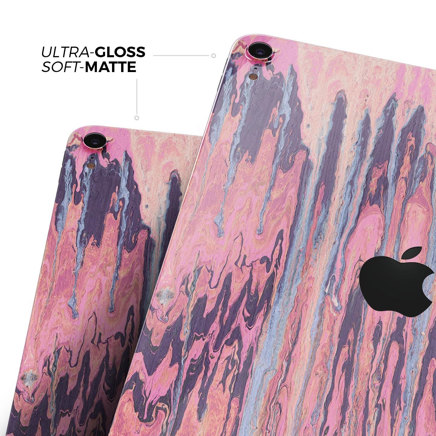 Abstract Wet Paint Pink Sag full body skin decal for Apple iPad, showcasing vibrant colors and artistic design.