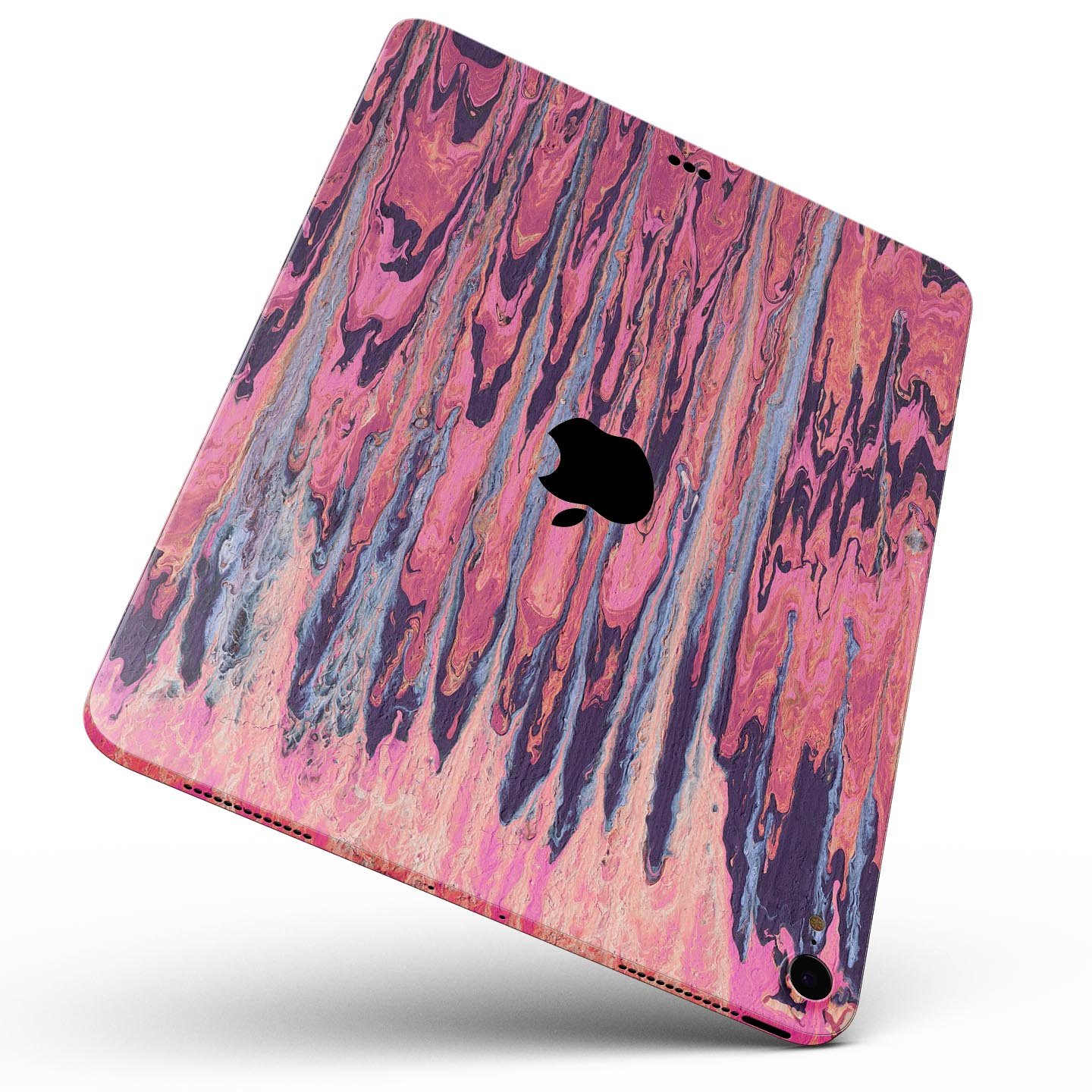 Abstract Wet Paint Pink Sag full body skin decal for Apple iPad, showcasing vibrant colors and artistic design.