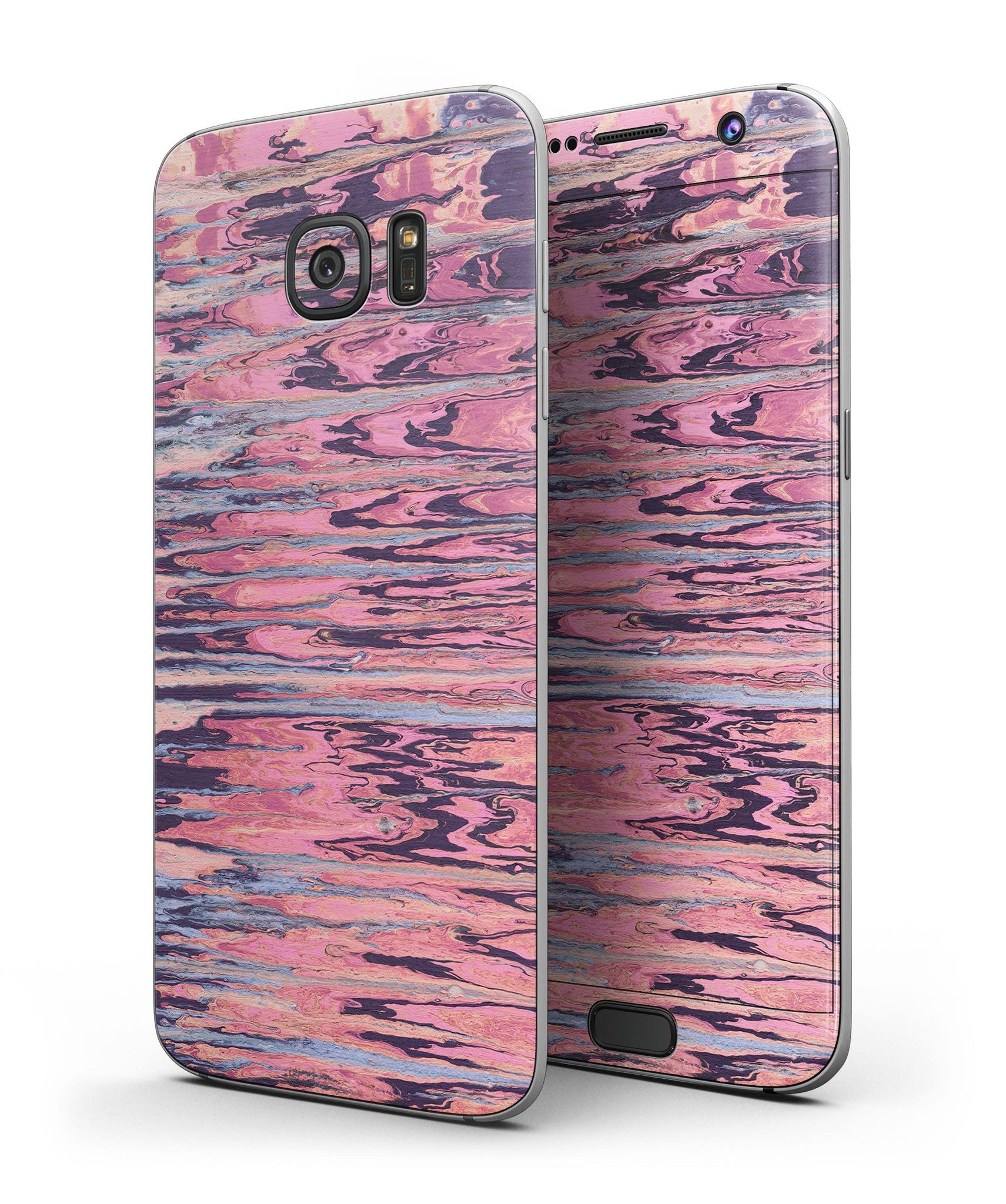 Abstract Wet Paint Pink Skin-Kit for Samsung Galaxy S7/S7 Edge, showcasing vibrant colors and premium vinyl material.