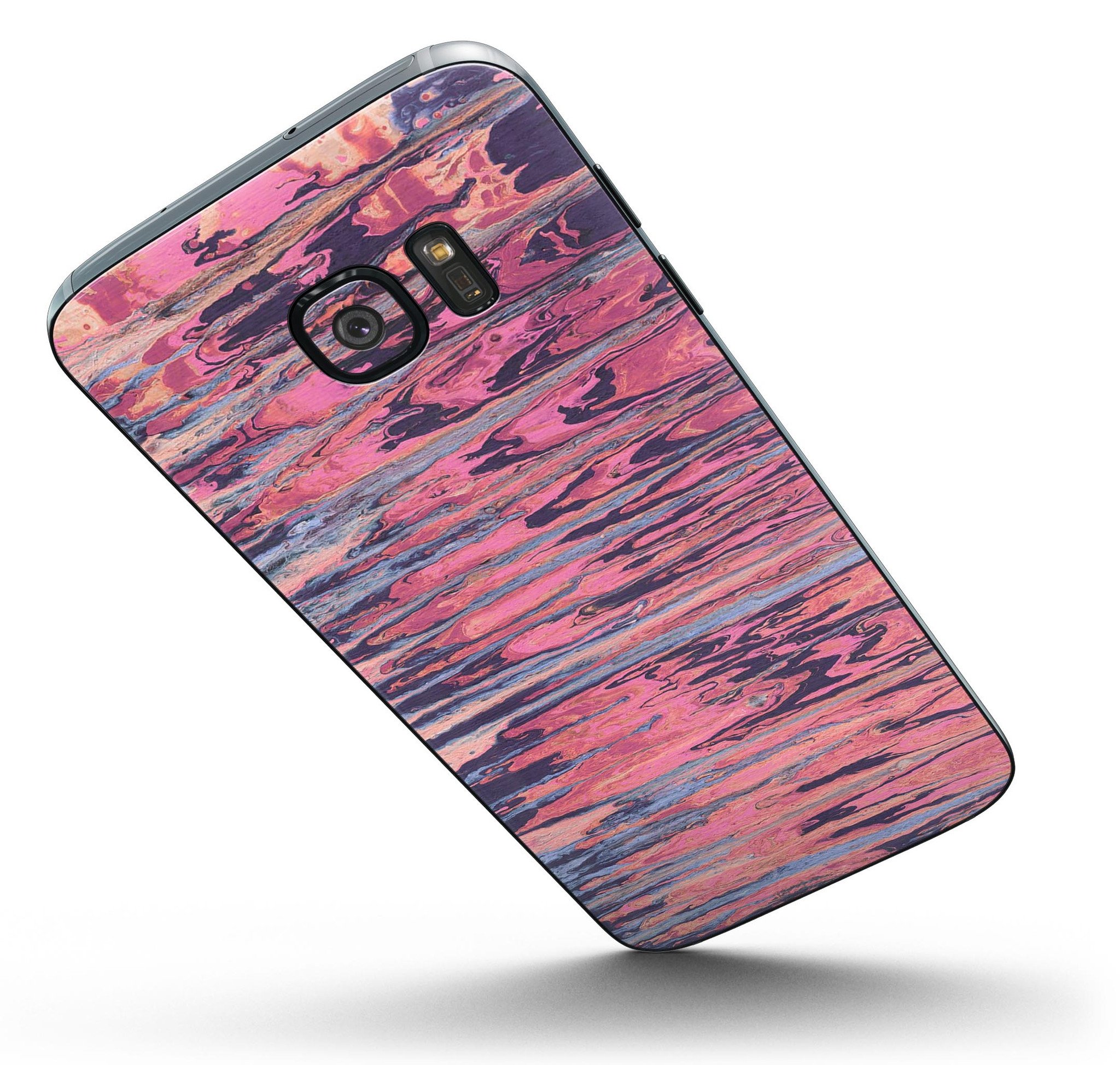 Abstract Wet Paint Pink Skin-Kit for Samsung Galaxy S7/S7 Edge, showcasing vibrant colors and premium vinyl material.