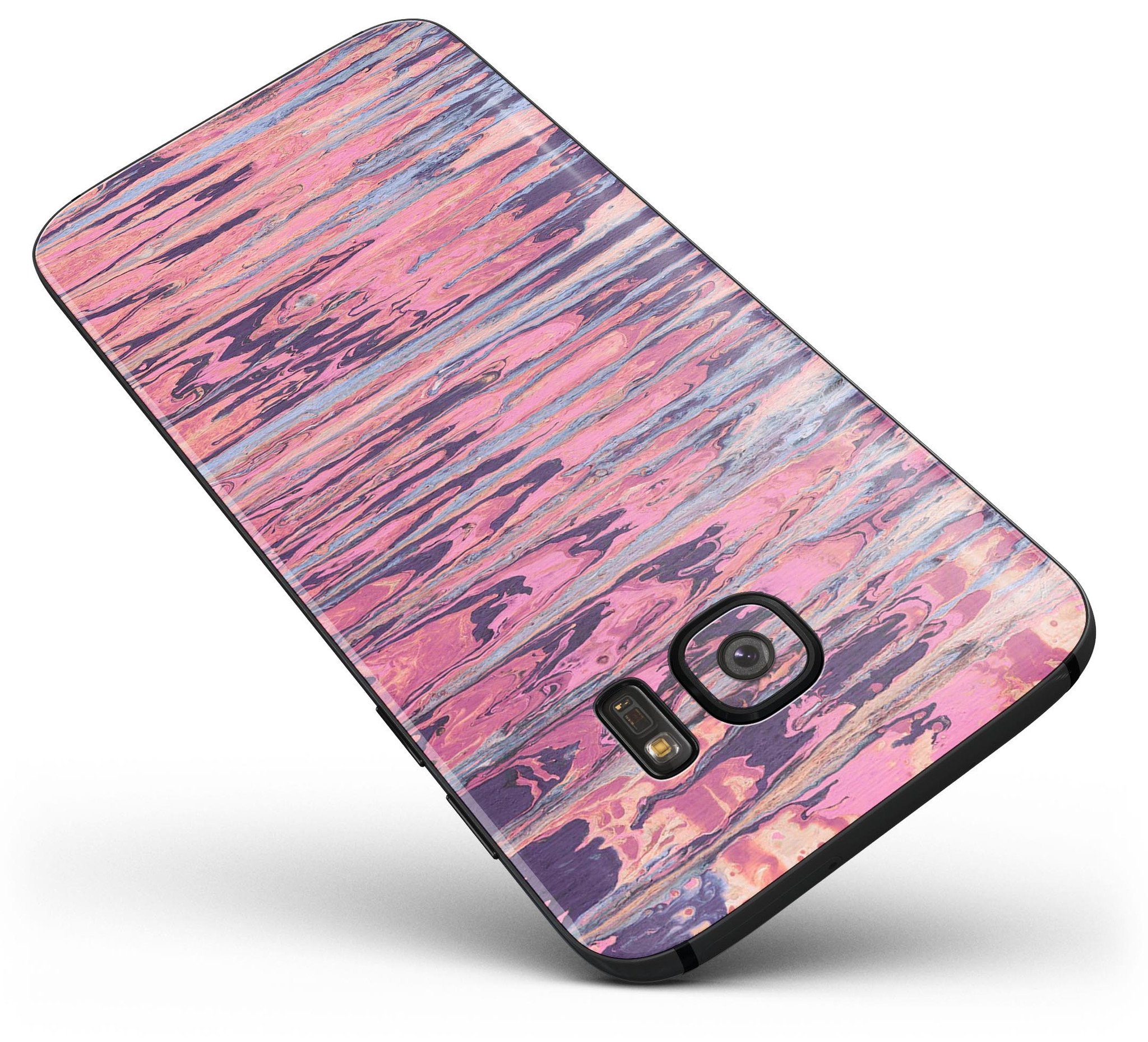 Abstract Wet Paint Pink Skin-Kit for Samsung Galaxy S7/S7 Edge, showcasing vibrant colors and premium vinyl material.