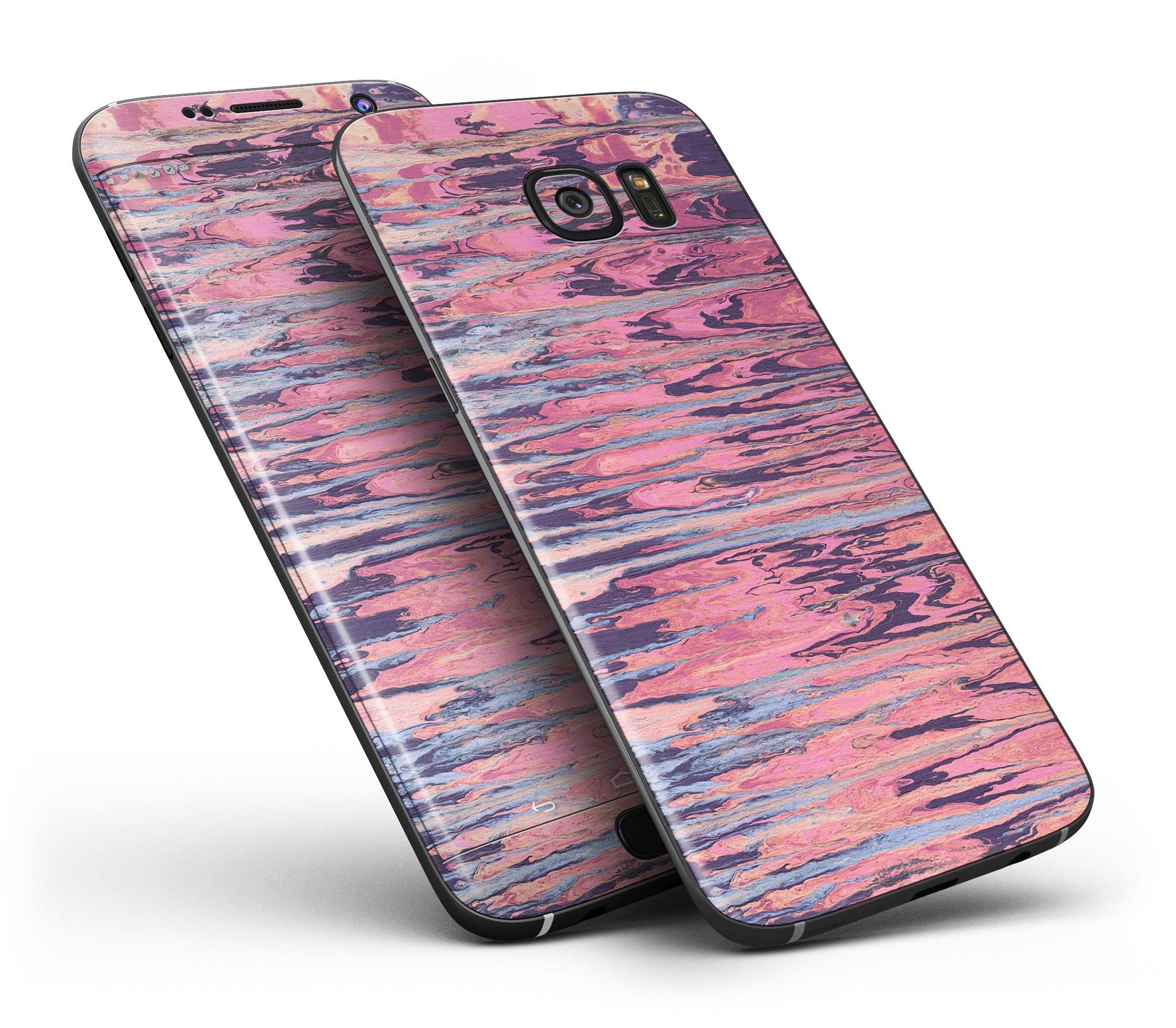 Abstract Wet Paint Pink Skin-Kit for Samsung Galaxy S7/S7 Edge, showcasing vibrant colors and premium vinyl material.