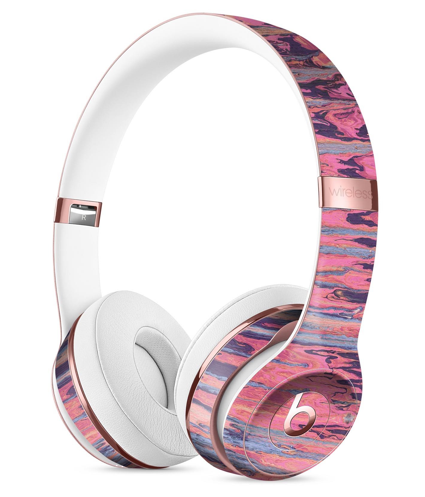 Abstract Wet Paint Pink Skin Kit for Beats by Dre Solo 3 Wireless Headphones, showcasing vibrant colors and unique design.