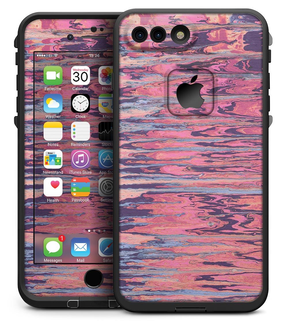 Abstract Wet Paint Pink Sag skin for iPhone 7 Plus LifeProof Fre Case, showcasing vibrant colors and artistic design.