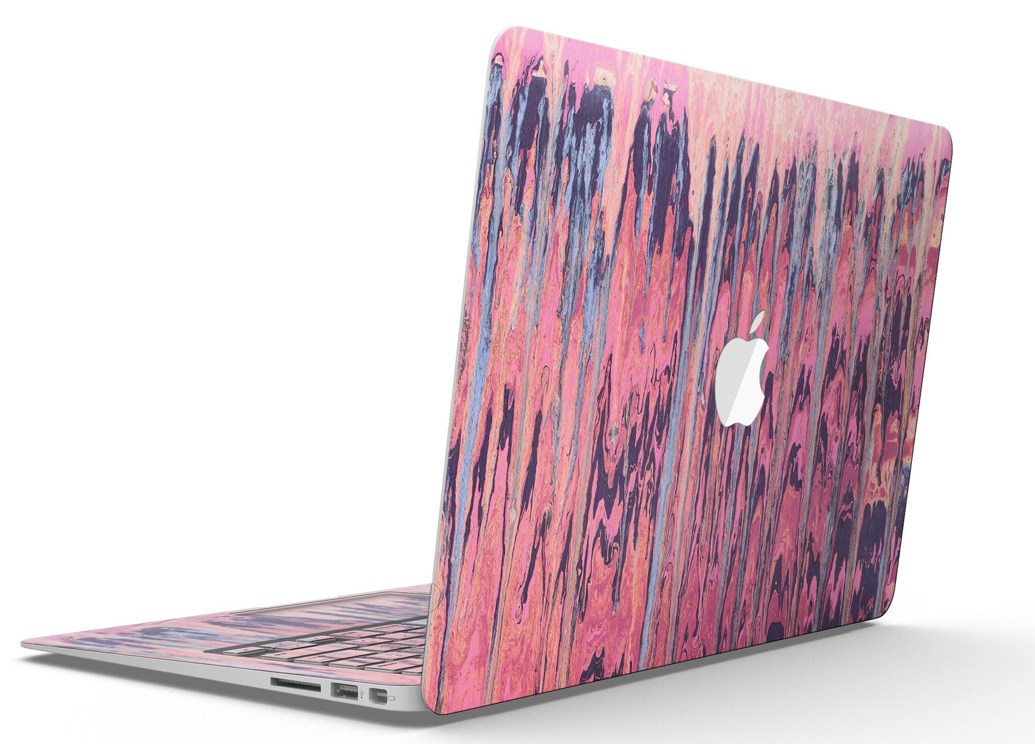 Abstract Wet Paint Pink Skin Kit for MacBook Air, showcasing vibrant colors and a sleek design.