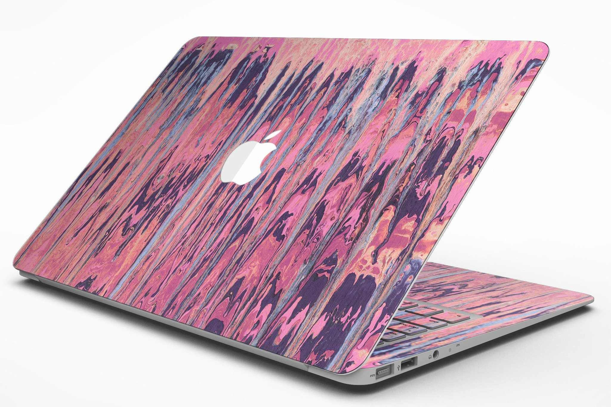 Abstract Wet Paint Pink Skin Kit for MacBook Air, showcasing vibrant colors and a sleek design.