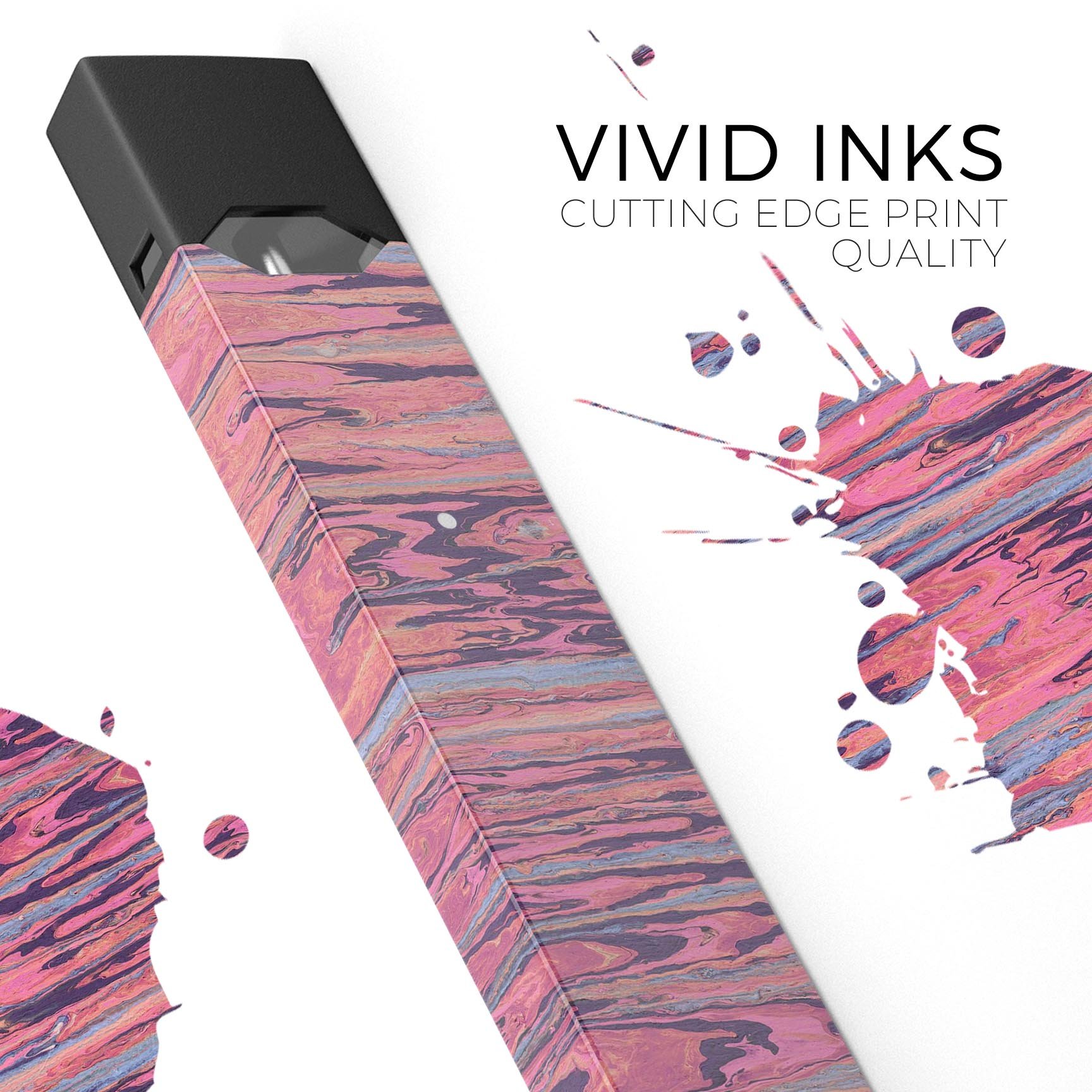 Abstract Wet Paint Pink Sag skin-wrap for JUUL vaping device, showcasing vibrant colors and a sleek design.