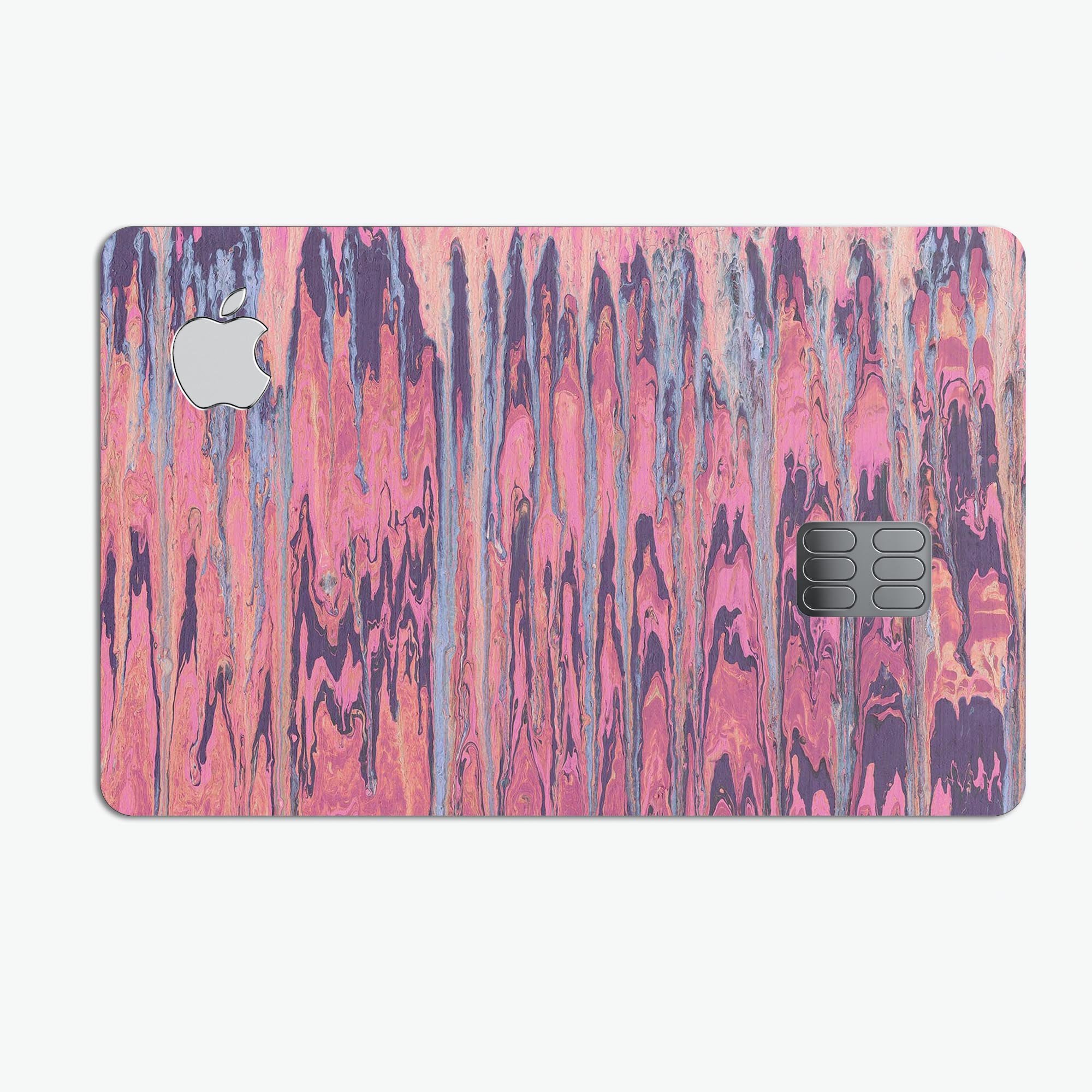 Abstract Wet Paint Pink Sag skin for Apple Card, showcasing vibrant colors and a sleek design.