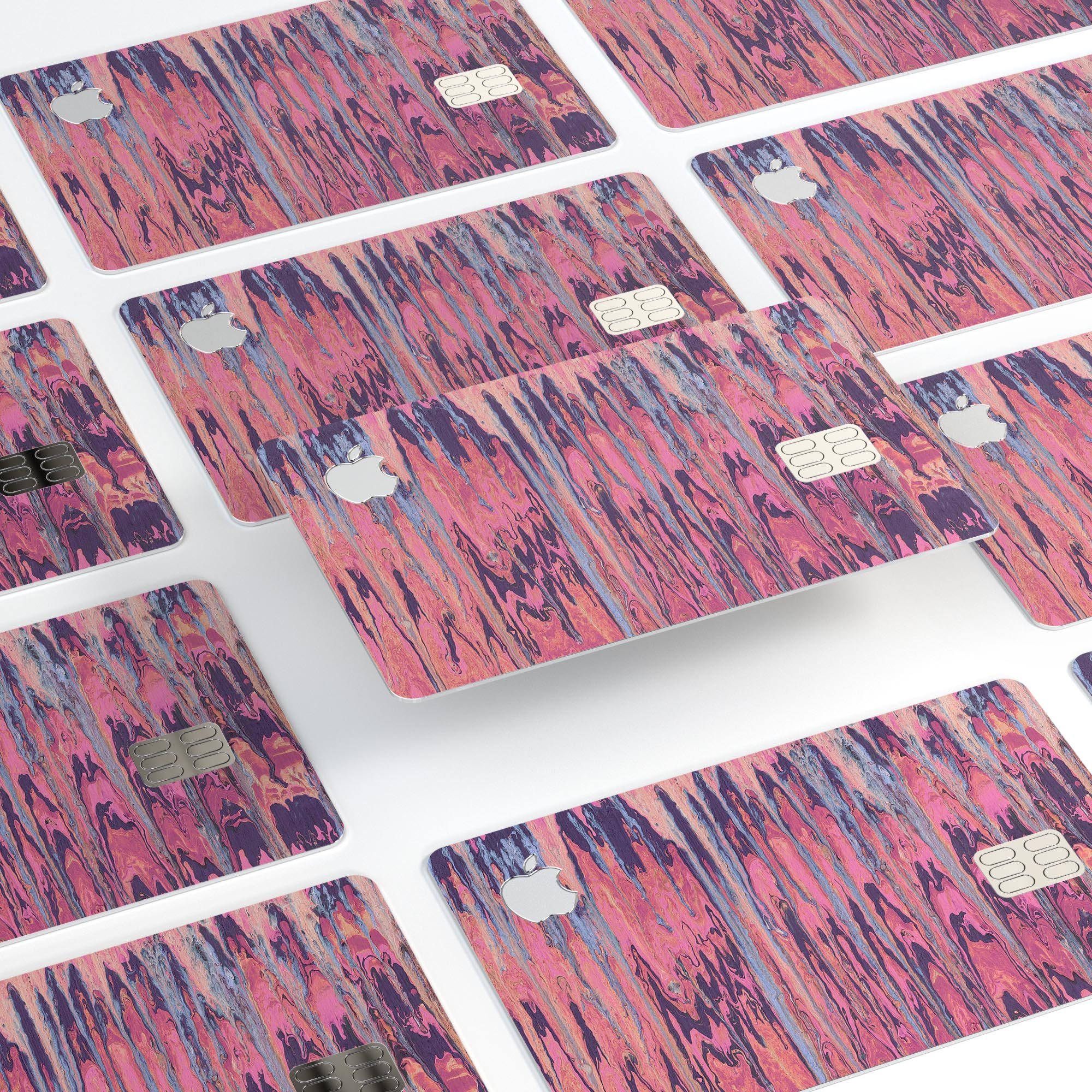 Abstract Wet Paint Pink Sag skin for Apple Card, showcasing vibrant colors and a sleek design.