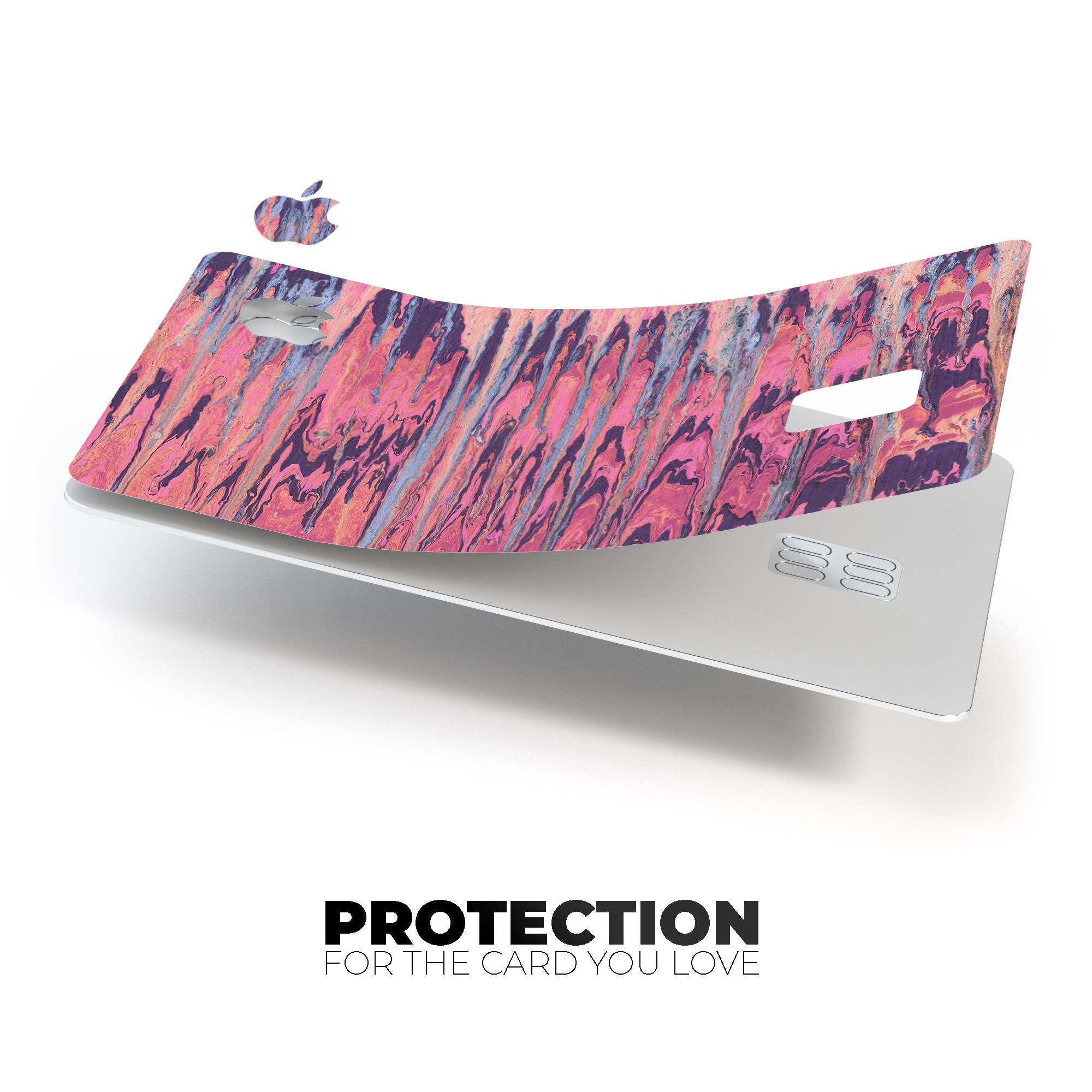 Abstract Wet Paint Pink Sag skin for Apple Card, showcasing vibrant colors and a sleek design.