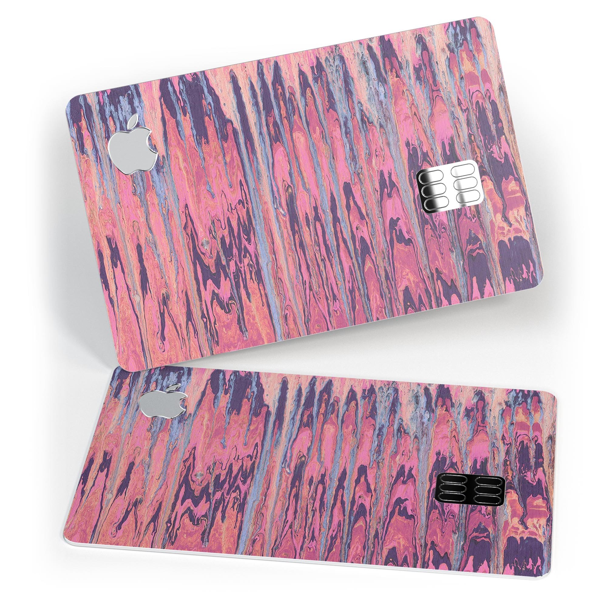 Abstract Wet Paint Pink Sag skin for Apple Card, showcasing vibrant colors and a sleek design.