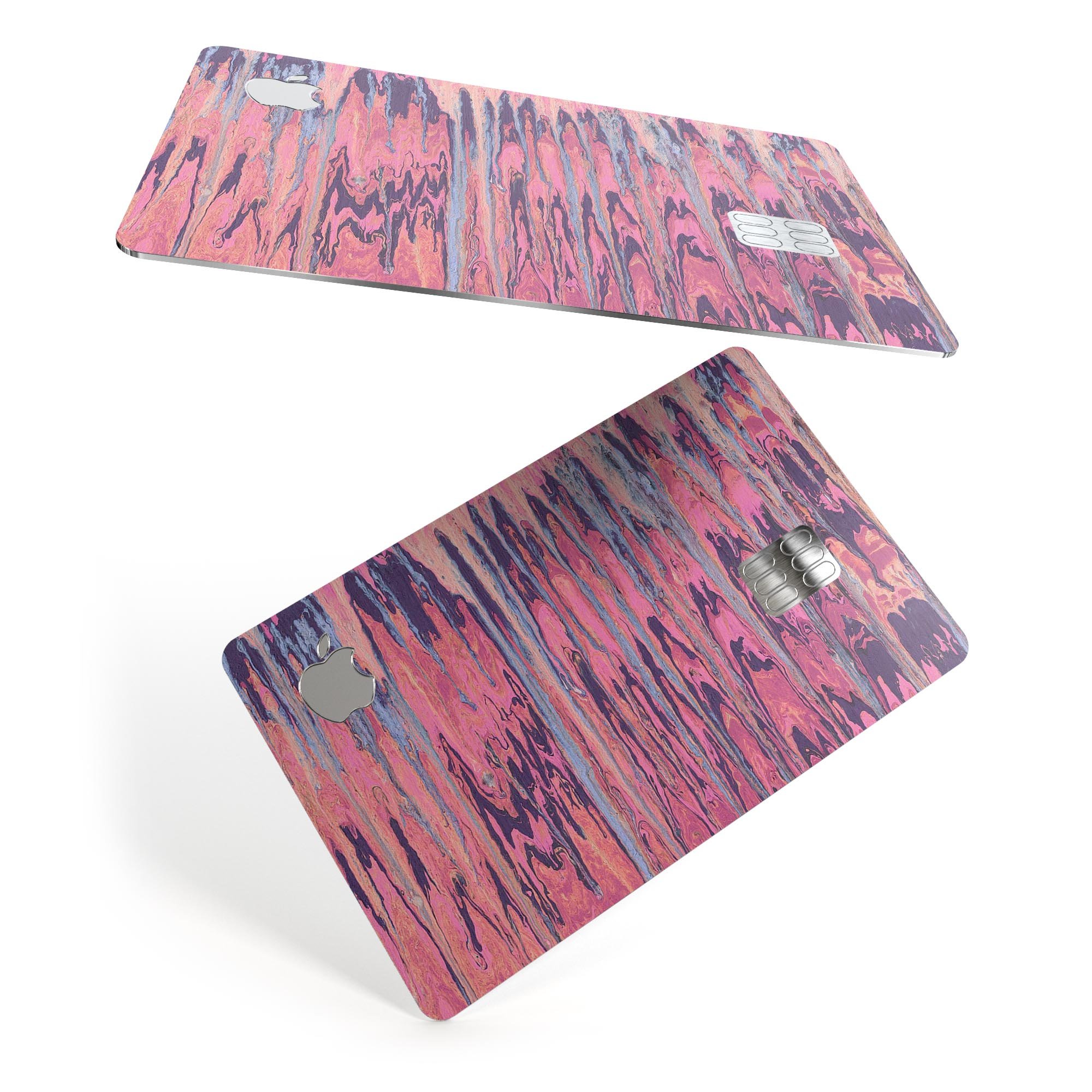 Abstract Wet Paint Pink Sag skin for Apple Card, showcasing vibrant colors and a sleek design.