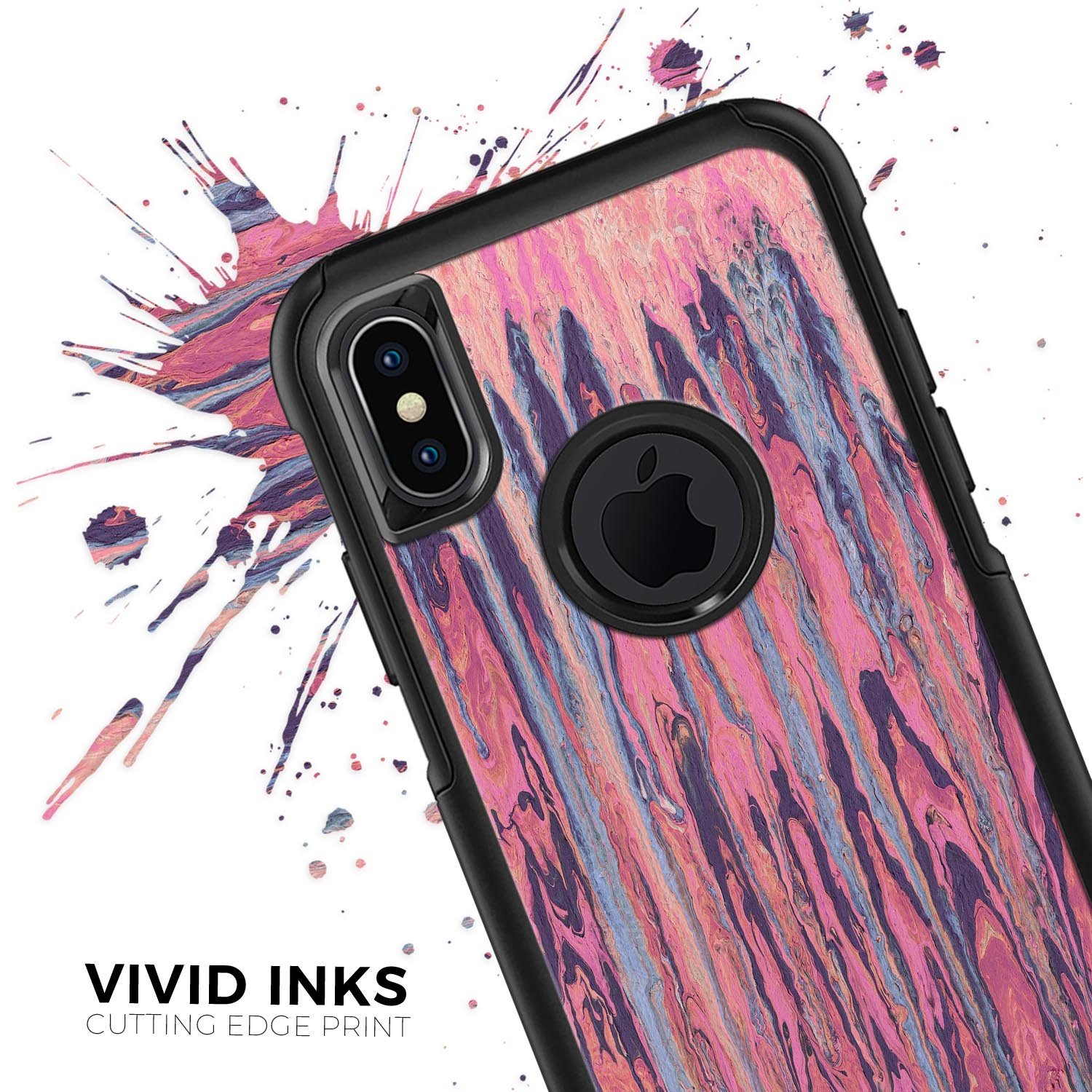 Abstract Wet Paint Pink Sag Skin Kit for iPhone OtterBox cases, showcasing vibrant colors and unique design.