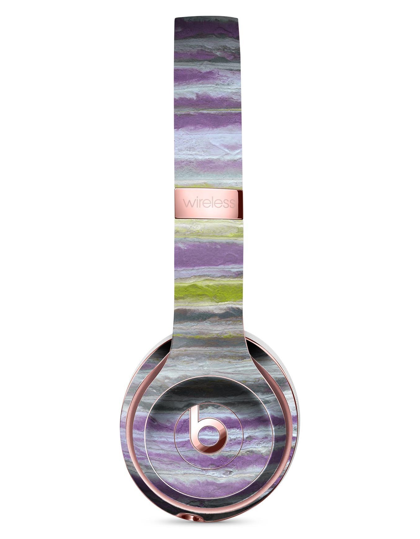 Abstract Wet Paint Purple skin kit for Beats by Dre Solo 3 Wireless headphones, showcasing vibrant colors and a sleek design.