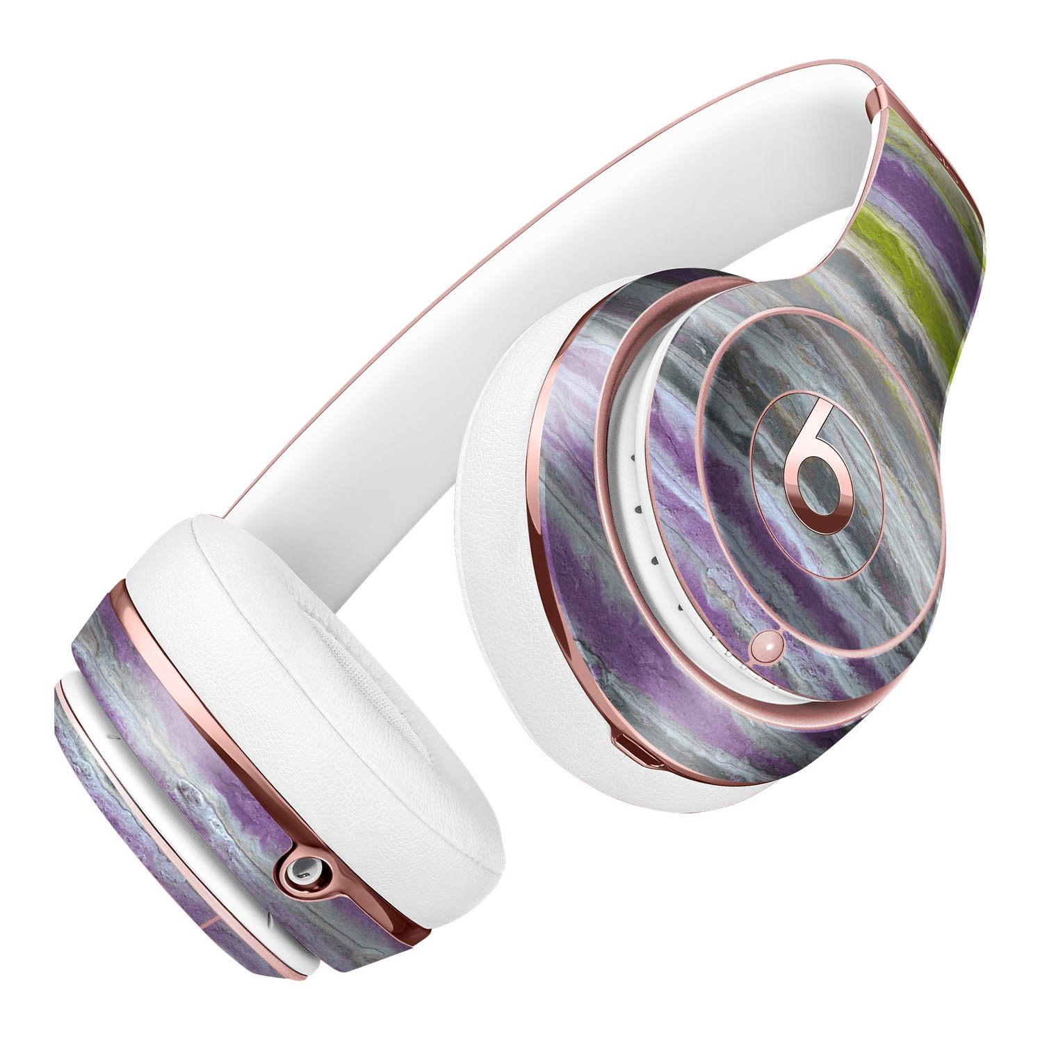 Abstract Wet Paint Purple skin kit for Beats by Dre Solo 3 Wireless headphones, showcasing vibrant colors and a sleek design.