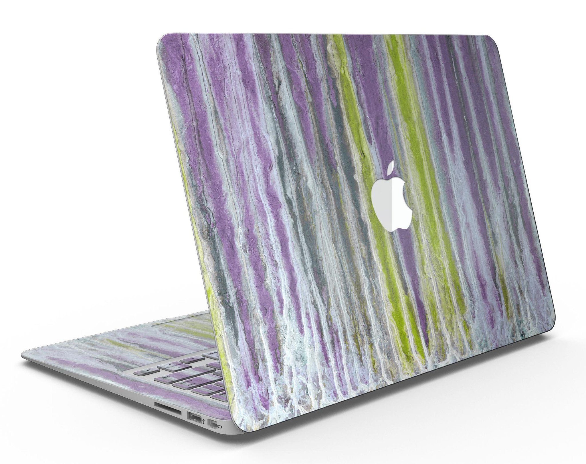 Abstract Wet Paint Purple Sag skin for MacBook Air, showcasing vibrant colors and unique design for stylish protection.