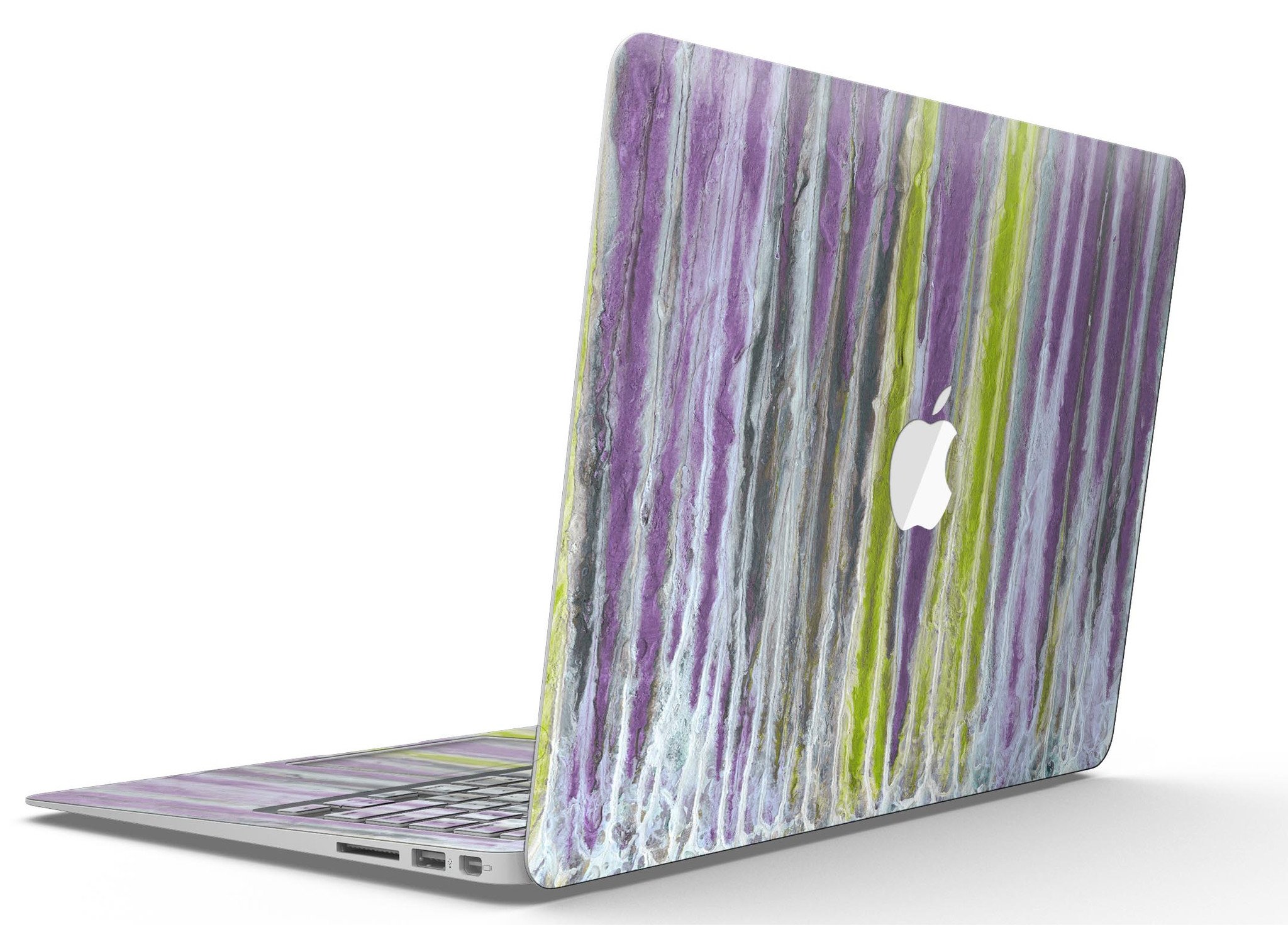 Abstract Wet Paint Purple Sag skin for MacBook Air, showcasing vibrant colors and unique design for stylish protection.