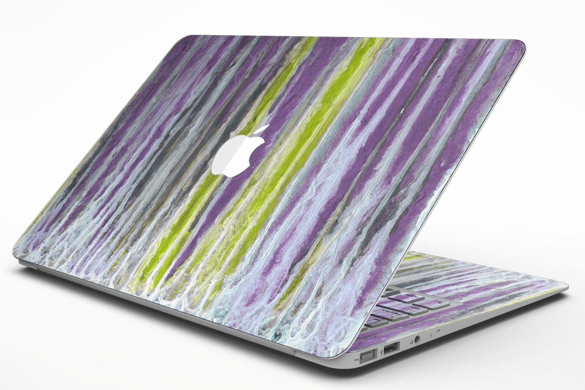 Abstract Wet Paint Purple Sag skin for MacBook Air, showcasing vibrant colors and unique design for stylish protection.