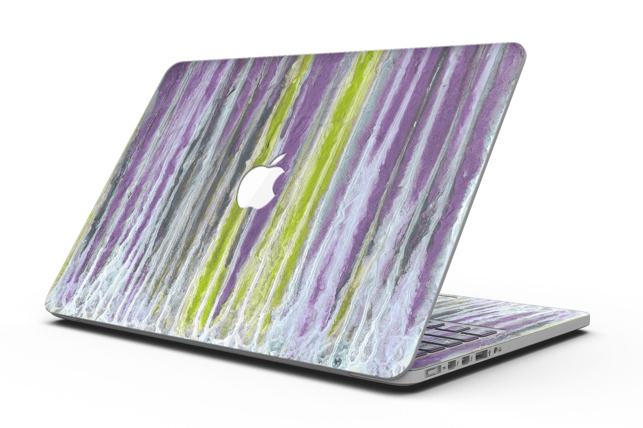 Abstract Wet Paint Purple Sag skin for MacBook Pro with Retina Display, showcasing vibrant colors and unique design.