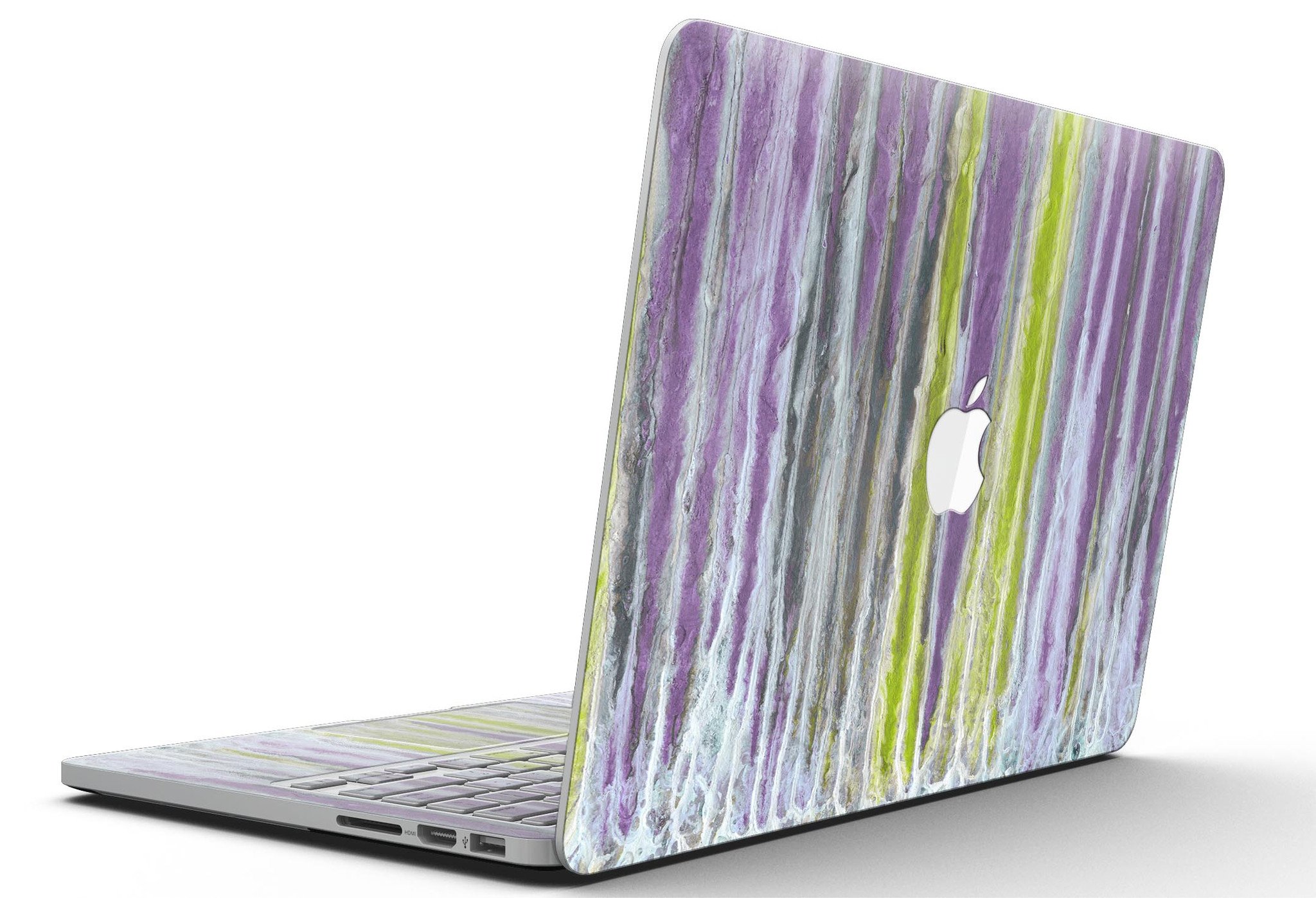 Abstract Wet Paint Purple Sag skin for MacBook Pro with Retina Display, showcasing vibrant colors and unique design.