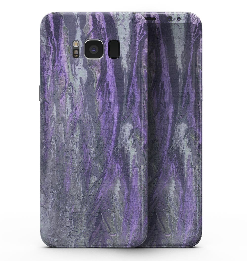 Abstract Wet Paint Purple v3 skin for Samsung Galaxy S8, showcasing vibrant colors and sleek design.