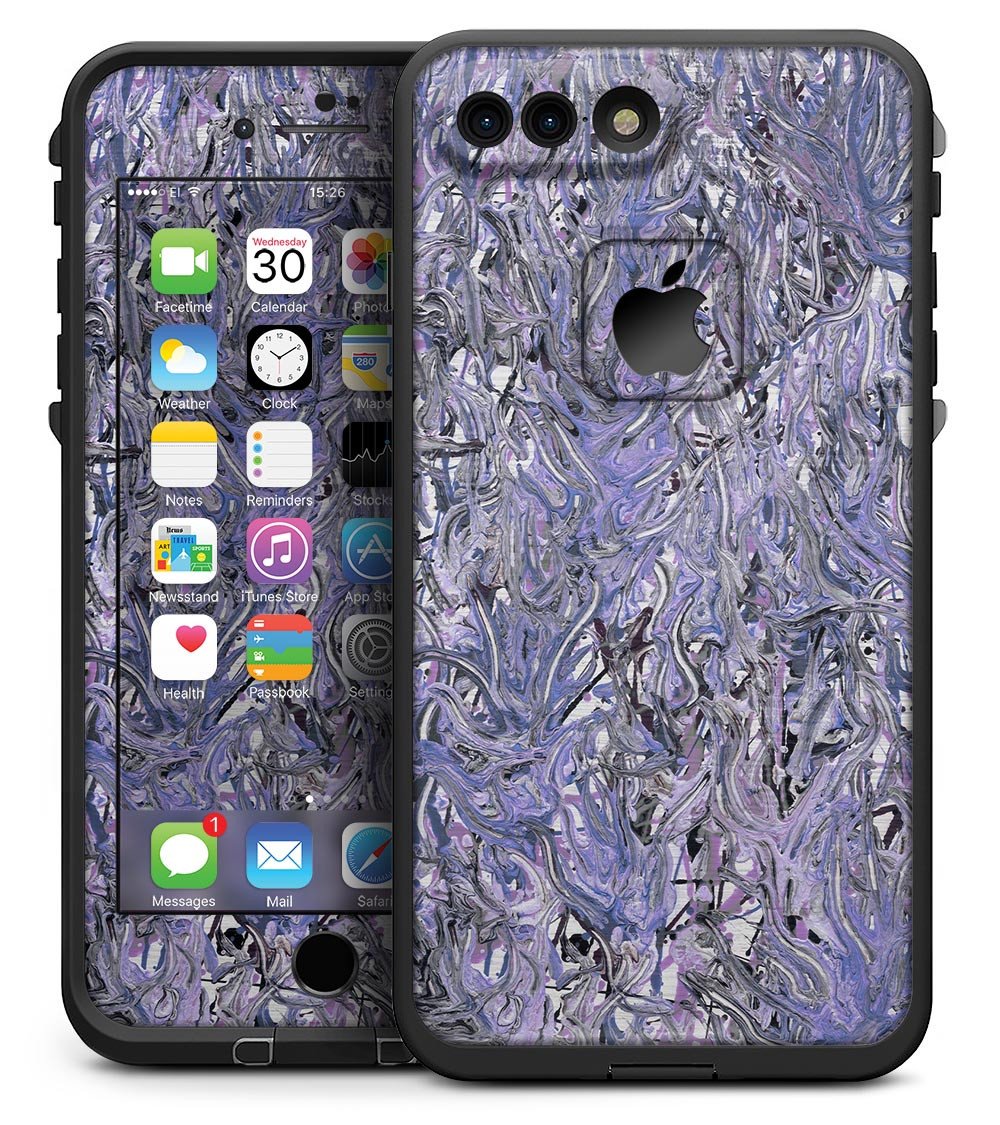 Abstract Wet Paint Purples skin for iPhone 7 Plus LifeProof Fre Case, showcasing vibrant colors and unique design.