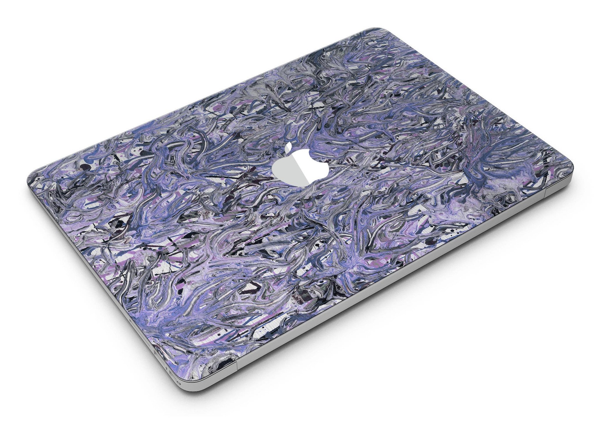 Abstract Wet Paint Purples v3 skin kit for MacBook Air, showcasing vibrant purple abstract design on premium vinyl material.