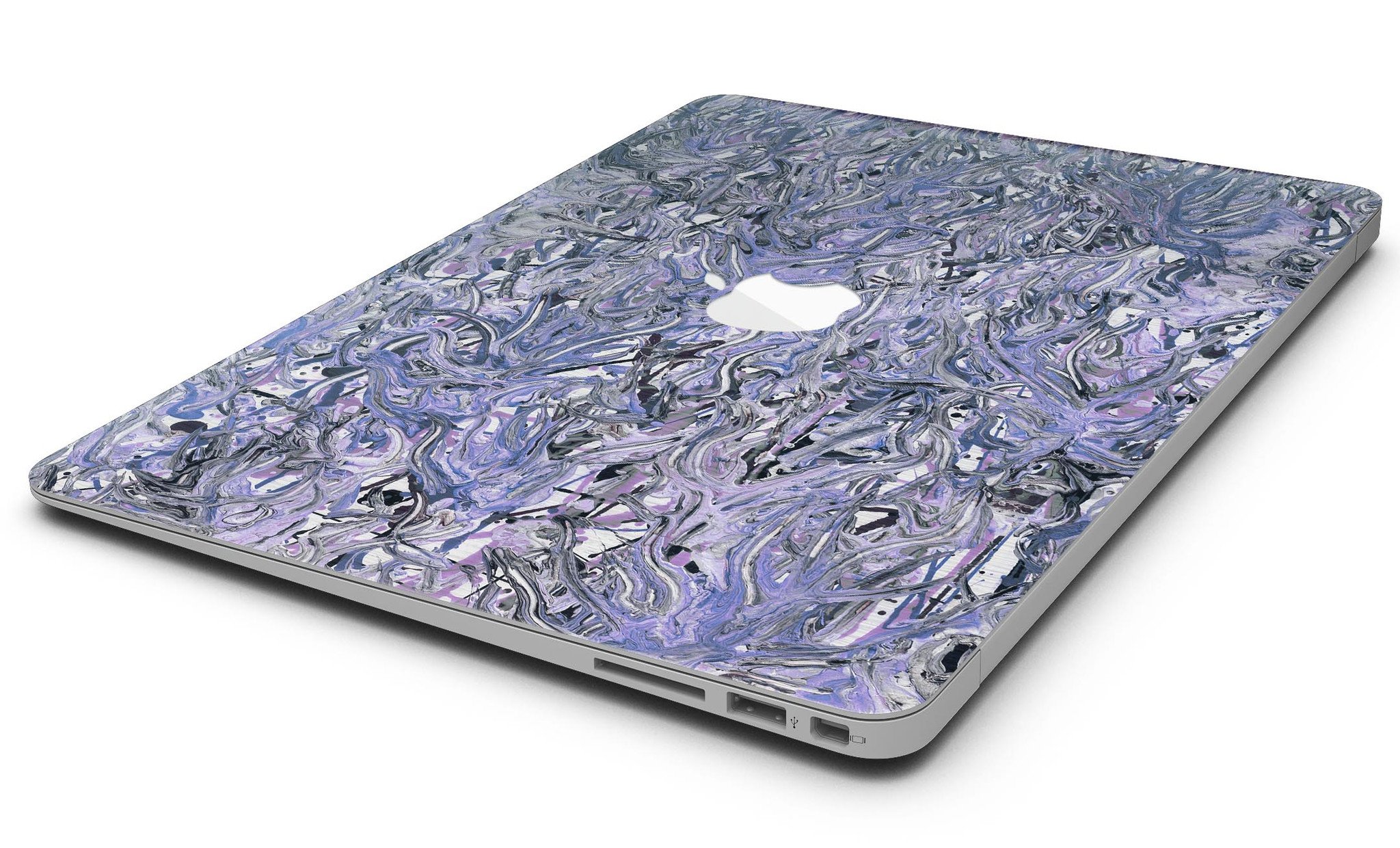 Abstract Wet Paint Purples v3 skin kit for MacBook Air, showcasing vibrant purple abstract design on premium vinyl material.