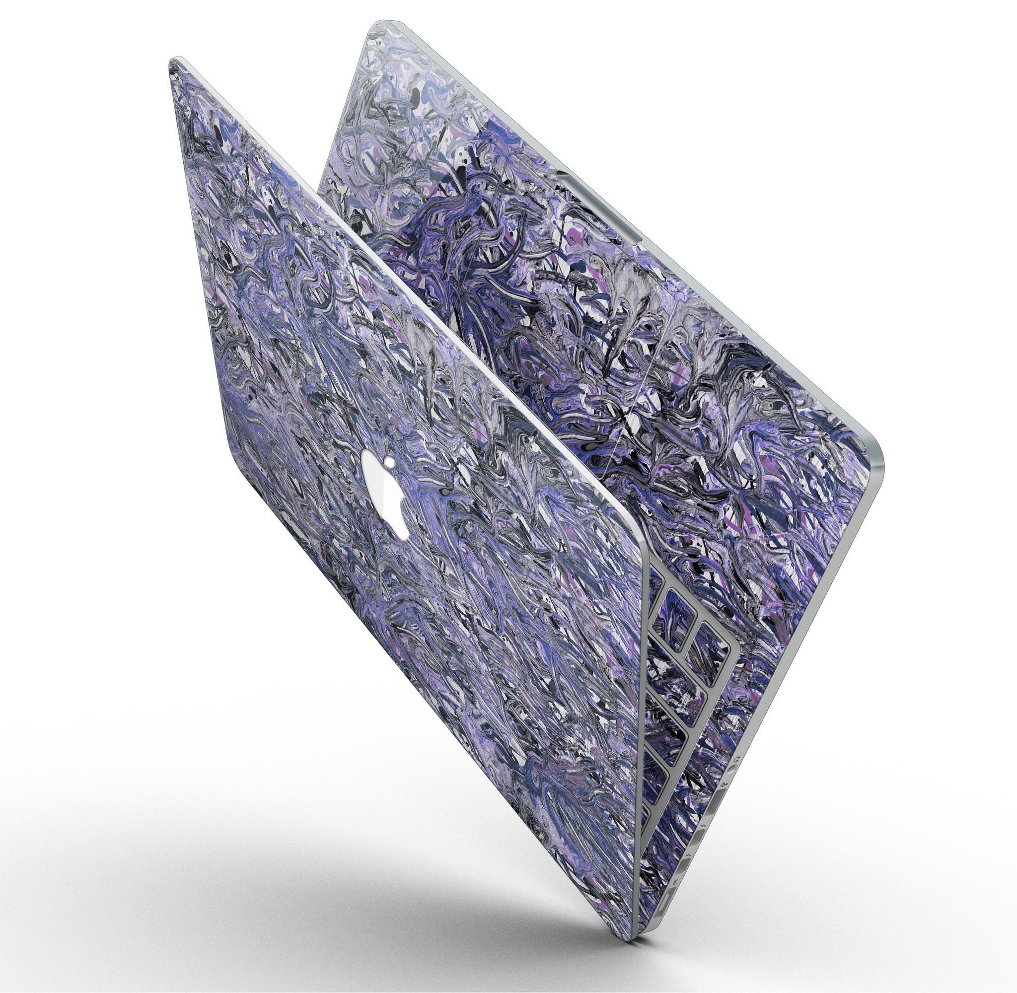 Abstract Wet Paint Purples v3 skin for MacBook Pro with Retina Display, showcasing vibrant colors and artistic design.