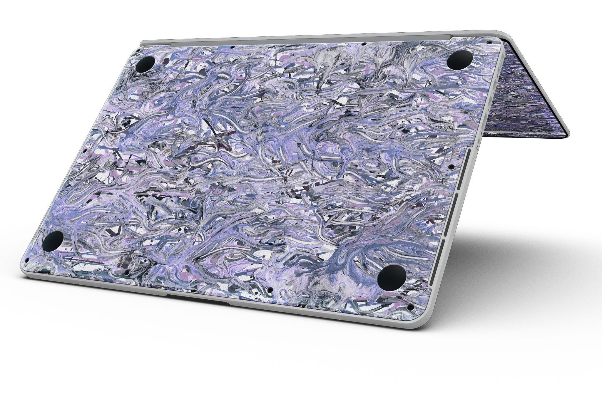 Abstract Wet Paint Purples v3 skin for MacBook Pro with Retina Display, showcasing vibrant colors and artistic design.