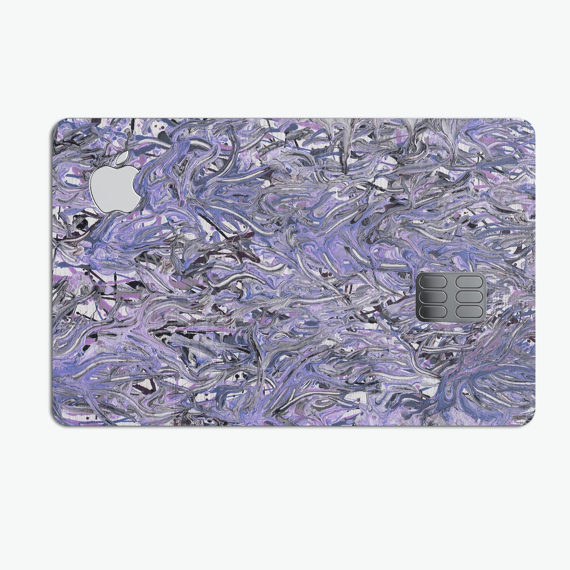 Abstract Wet Paint Purples v3 decal skin for Apple Card, showcasing vibrant colors and a premium finish.