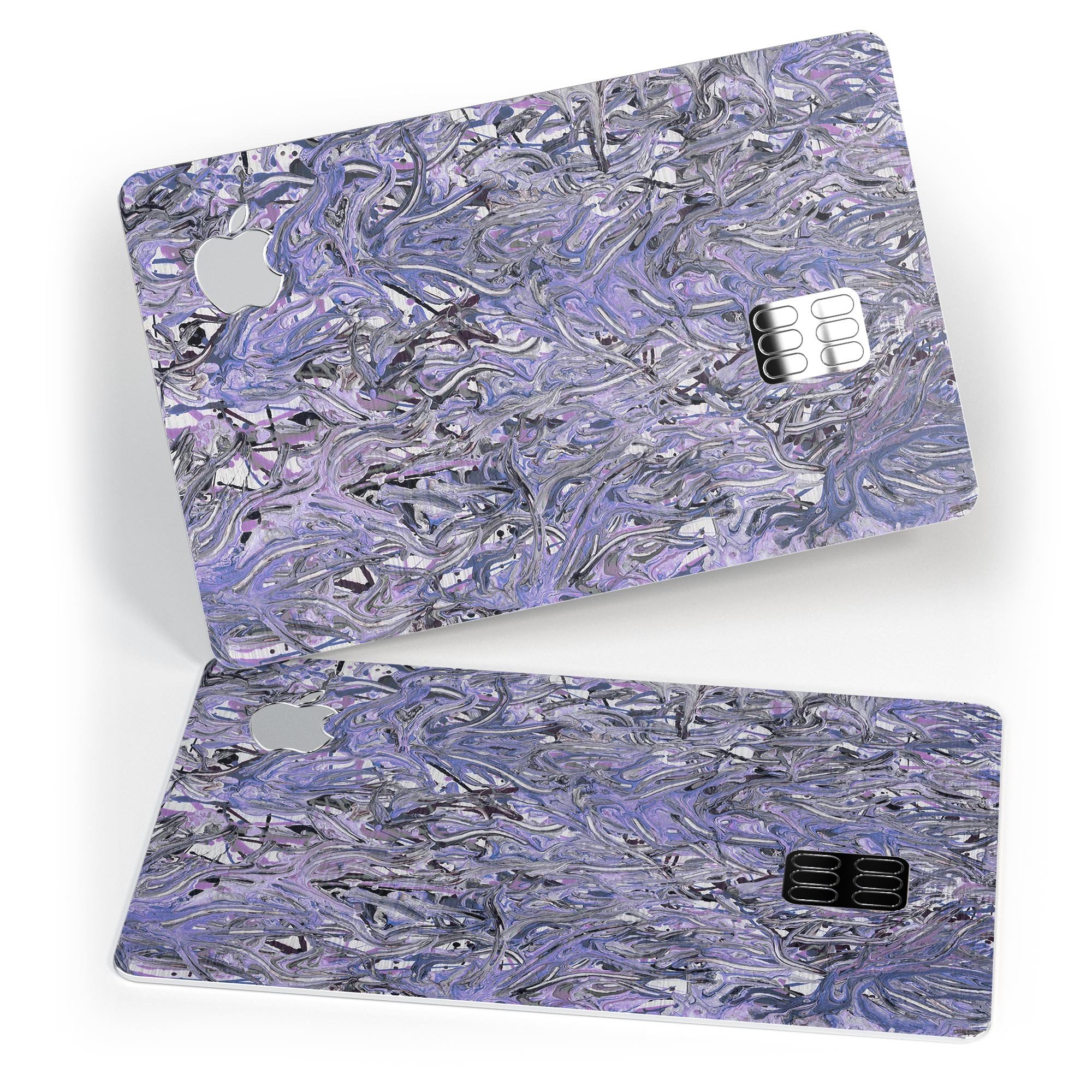 Abstract Wet Paint Purples v3 decal skin for Apple Card, showcasing vibrant colors and a premium finish.