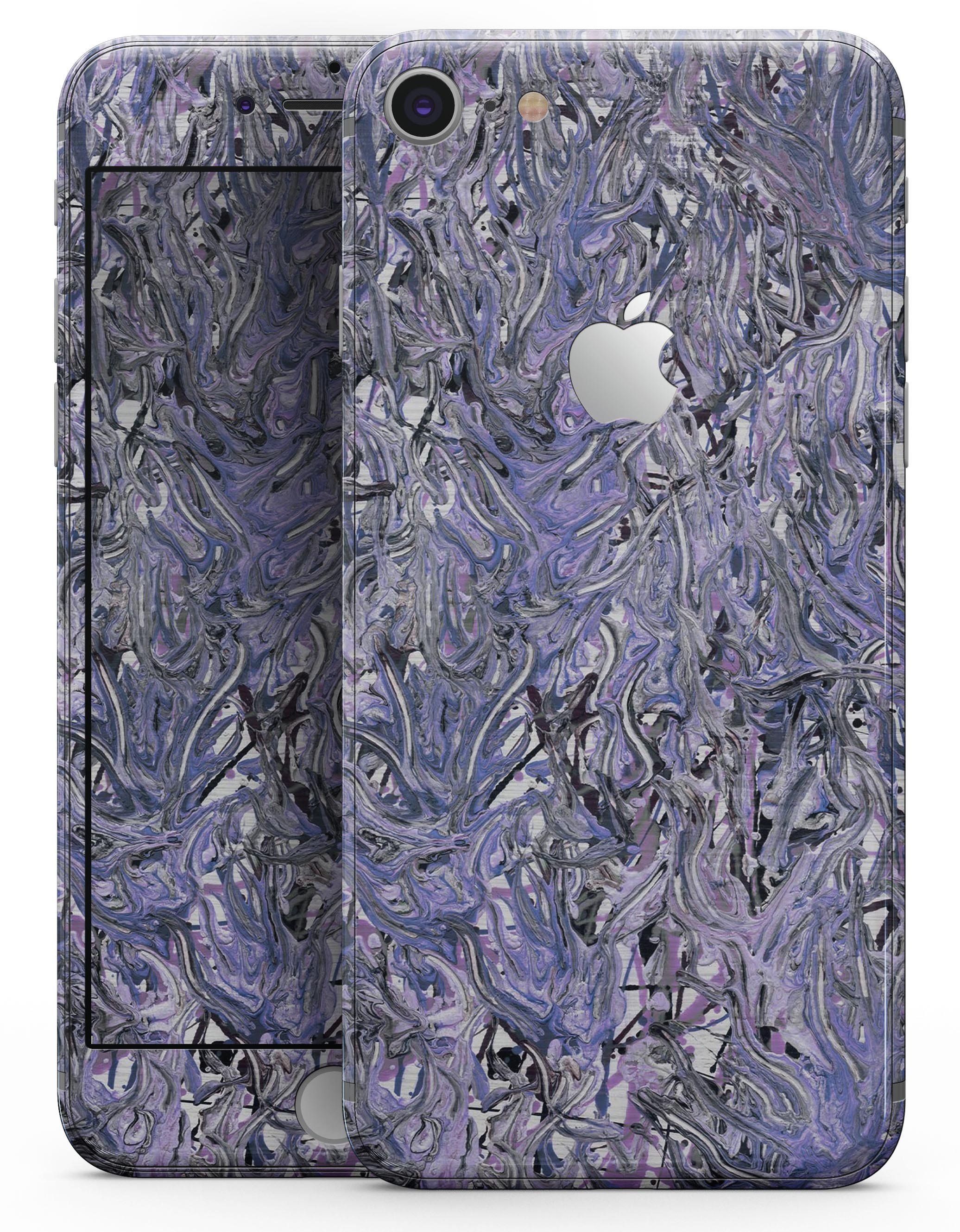 Abstract Wet Paint Purples v3 skin for iPhone 8 and 8 Plus, showcasing vibrant purple hues and artistic design.