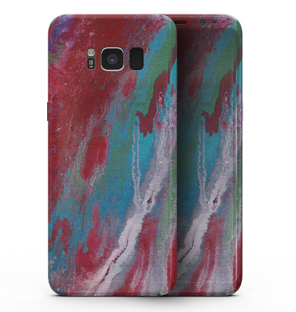 Samsung Galaxy S8 with Abstract Wet Paint Red and Blue skin, showcasing vibrant colors and sleek design.