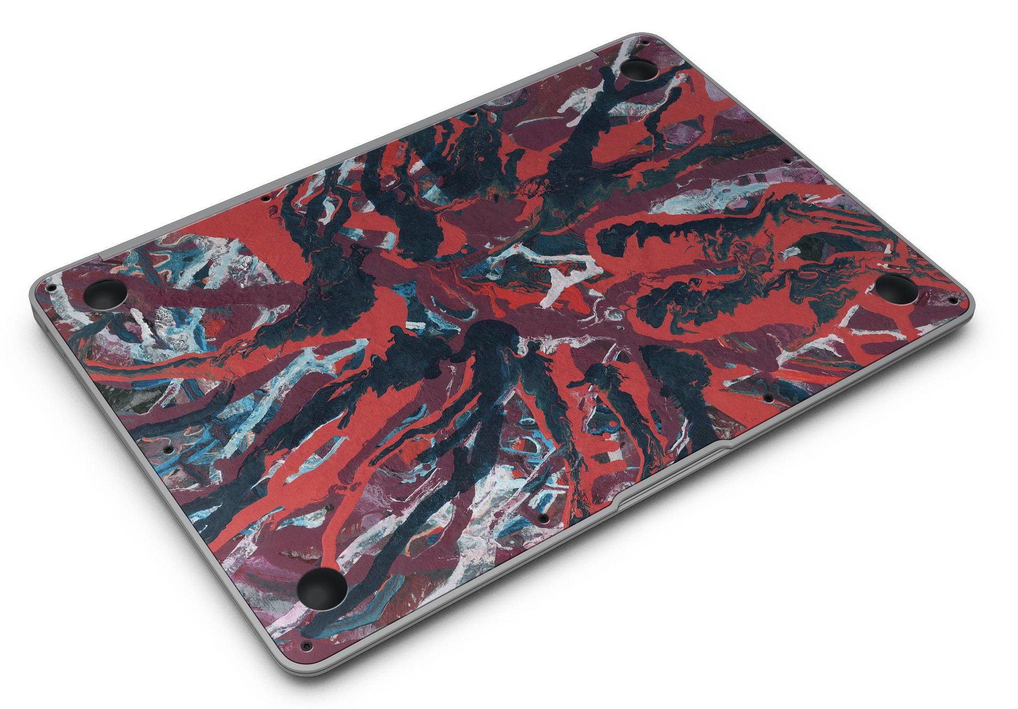 Abstract Wet Paint Red skin kit for MacBook Air, showcasing vibrant red color and abstract design.