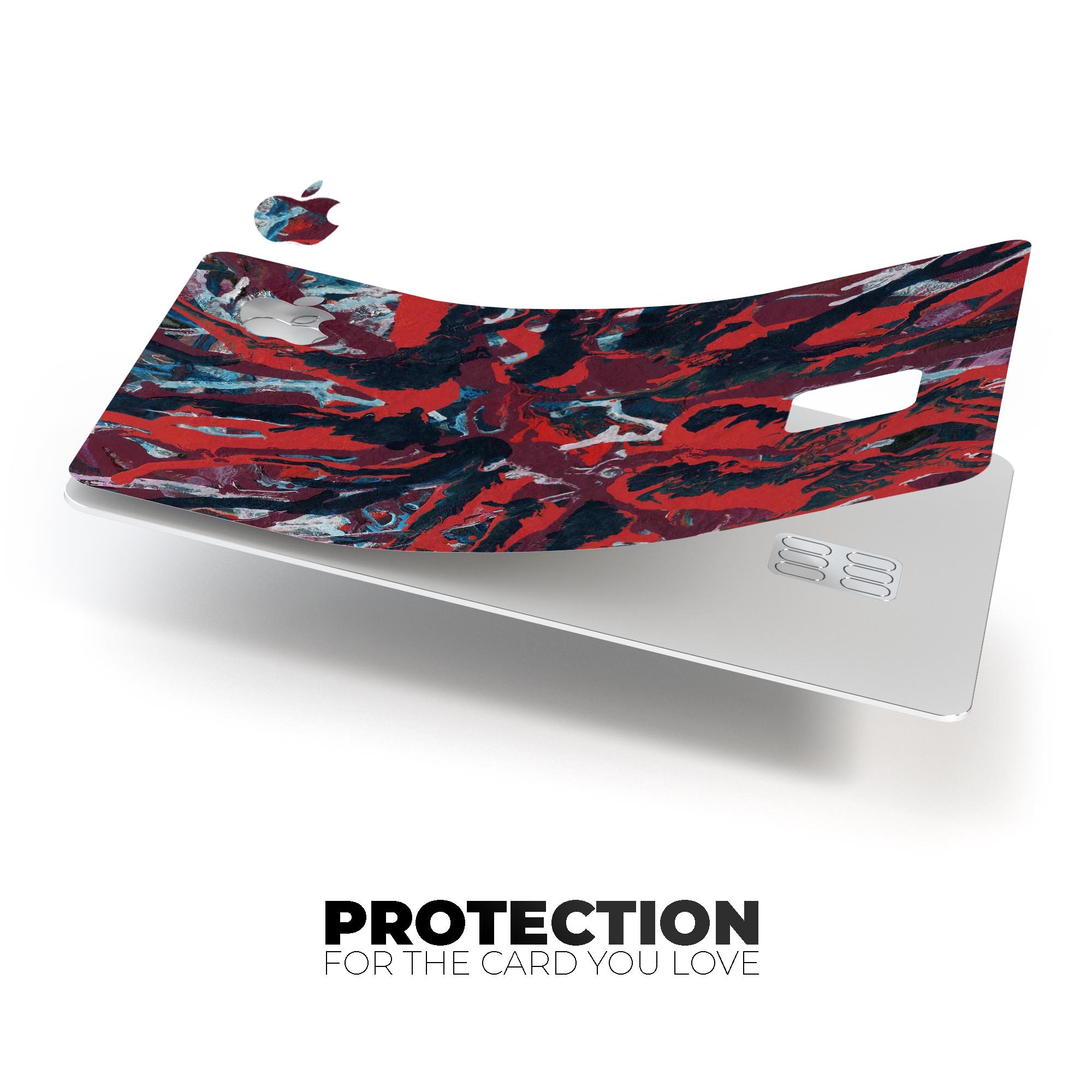 Abstract Wet Paint Red v95 decal skin for Apple Card, showcasing vibrant colors and premium vinyl material.