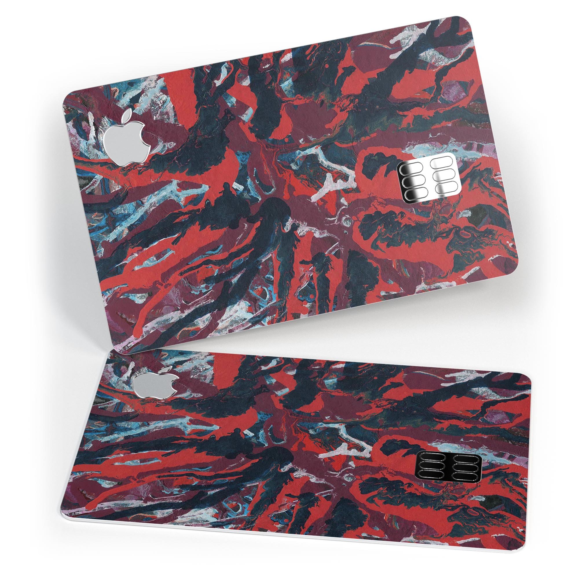 Abstract Wet Paint Red v95 decal skin for Apple Card, showcasing vibrant colors and premium vinyl material.